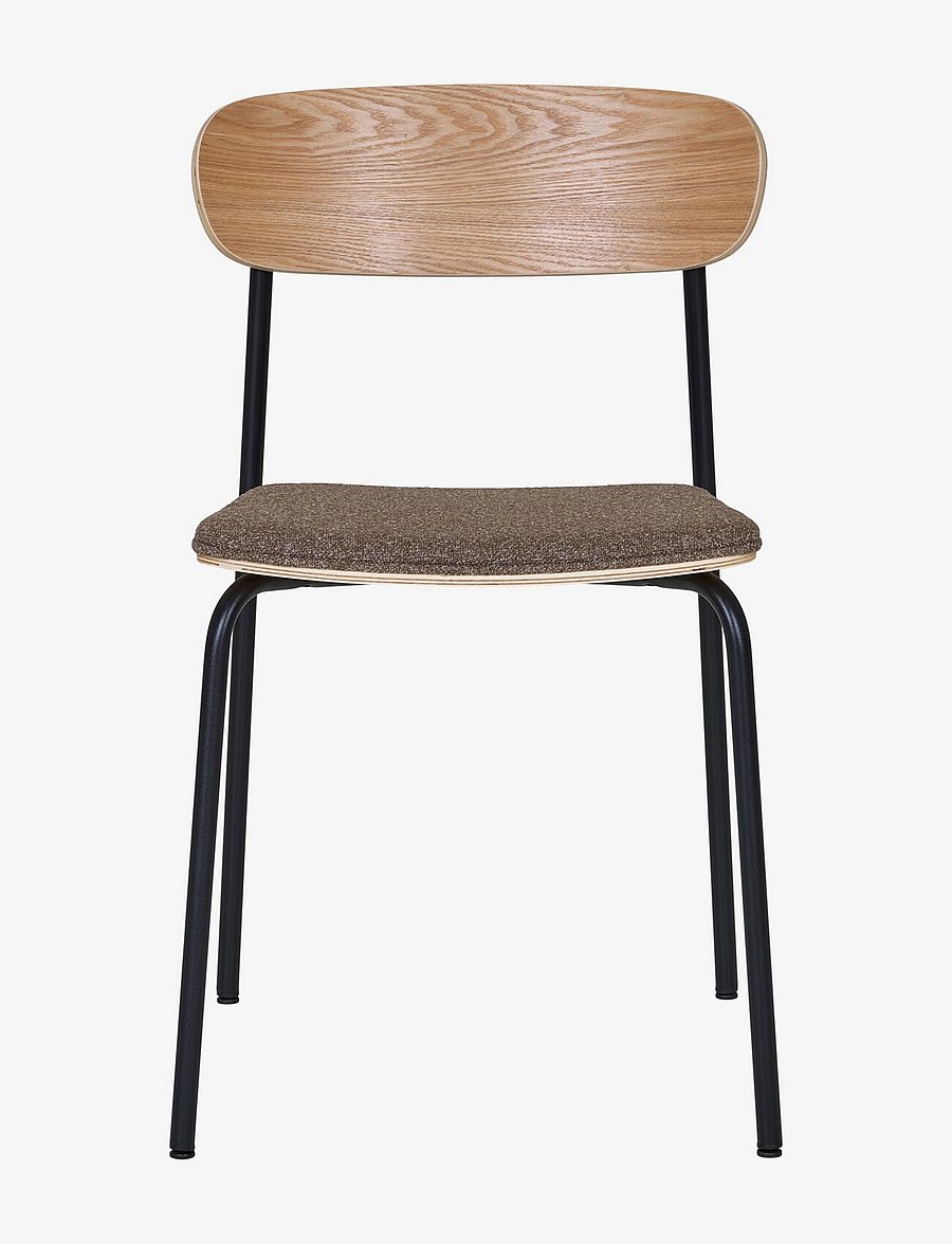 House Nordic - Nora - Dining chair, backrest in ash wood, brown seat with black legs - stühle - nature / brown / black - 3