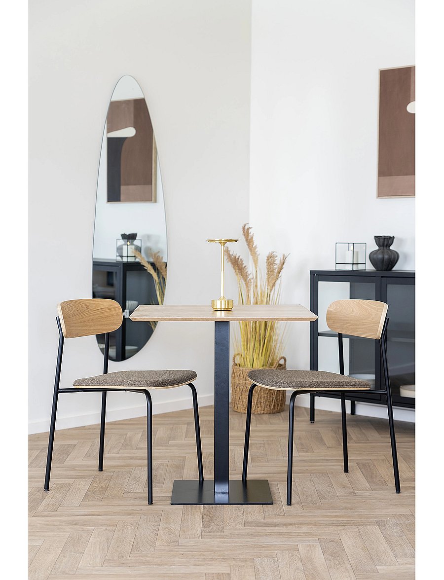 House Nordic - Nora - Dining chair, backrest in ash wood, brown seat with black legs - stühle - nature / brown / black - 0