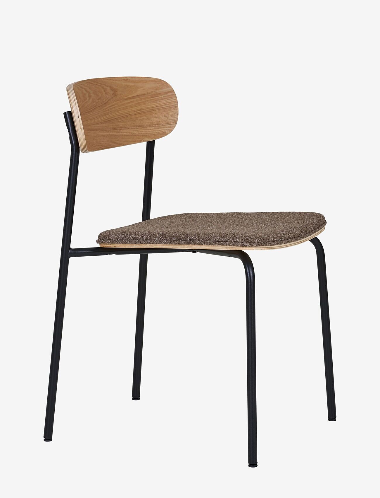 House Nordic - Nora - Dining chair, backrest in ash wood, brown seat with black legs - chairs - nature / brown / black - 4