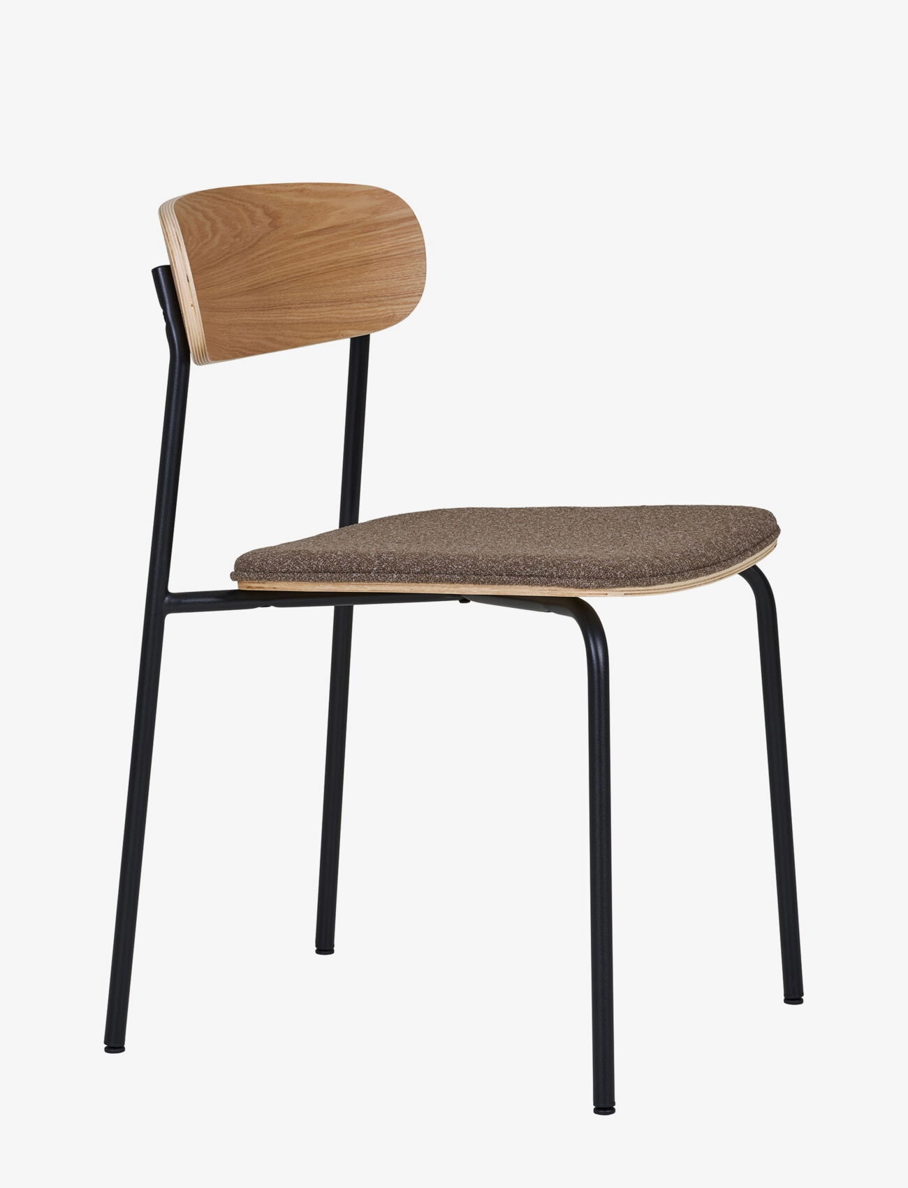 House Nordic - Nora - Dining chair, backrest in ash wood, brown seat with black legs - stolar - nature / brown / black - 4