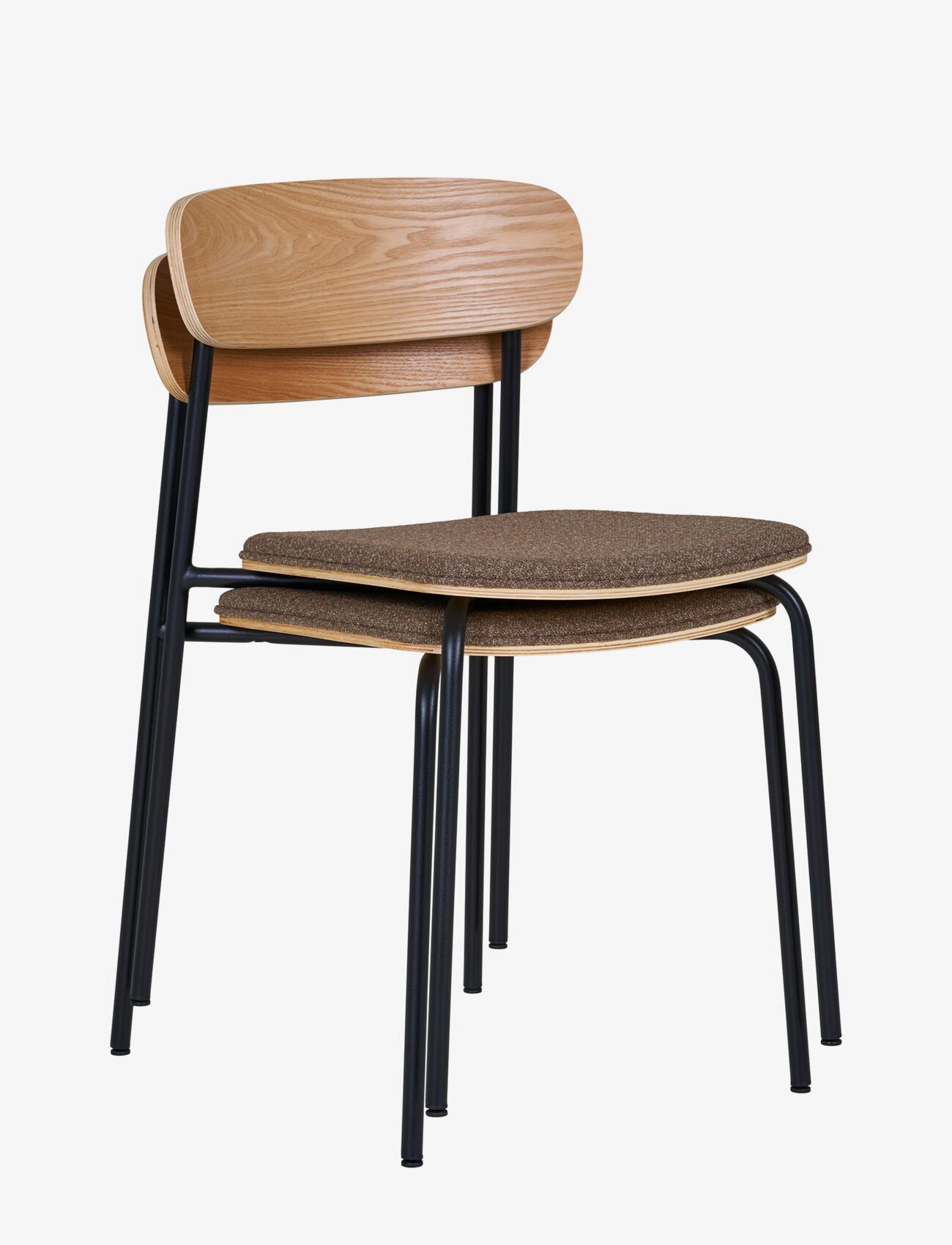 House Nordic Nora Dining Chair, Backrest In Ash Wood, Brown Seat With Black Legs, Stol, Brun, Str: 51X 47X 77CM