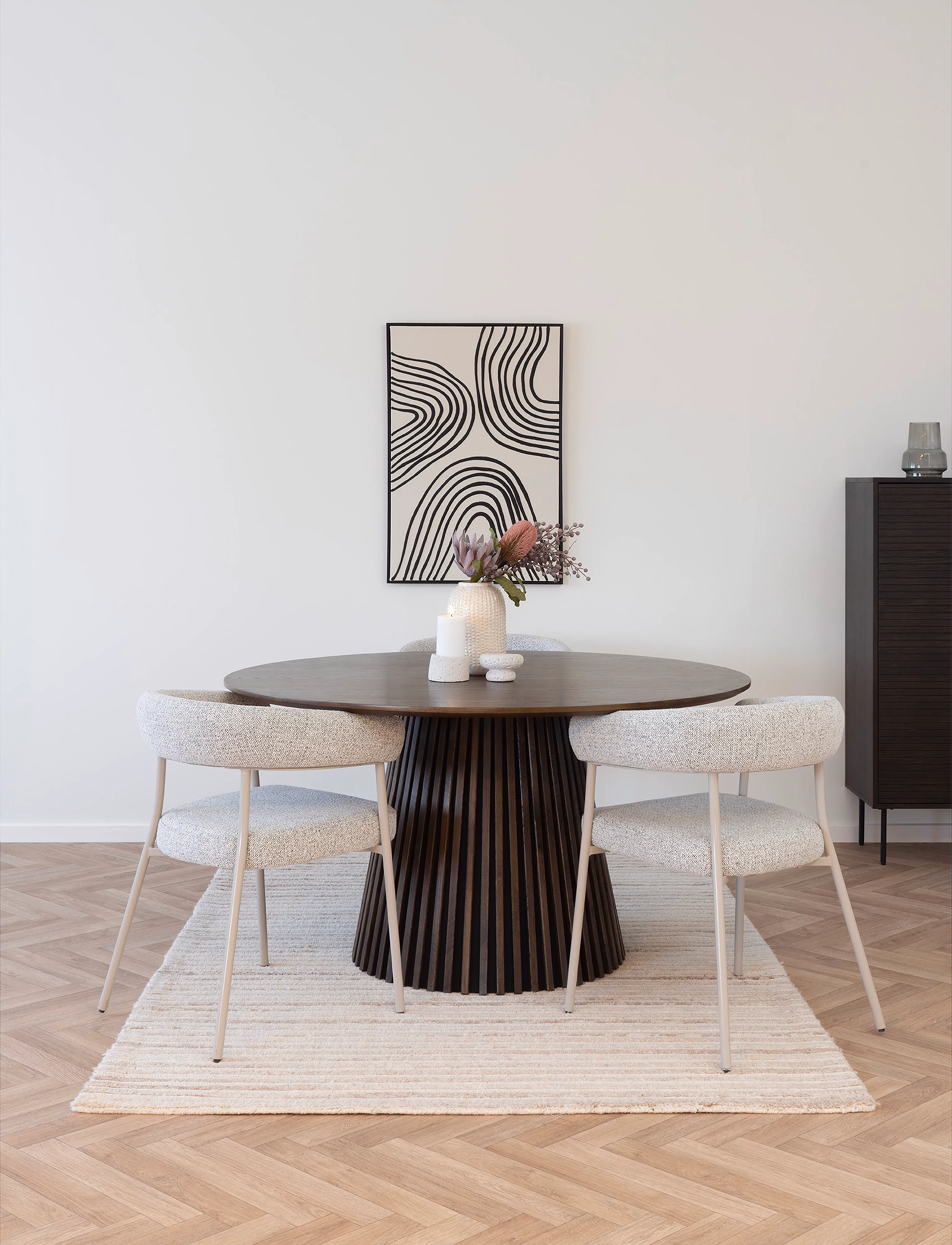 House Nordic - Ylva - Dining chair, bouclé, sand with grey legs - lehnstühle - sand - 5
