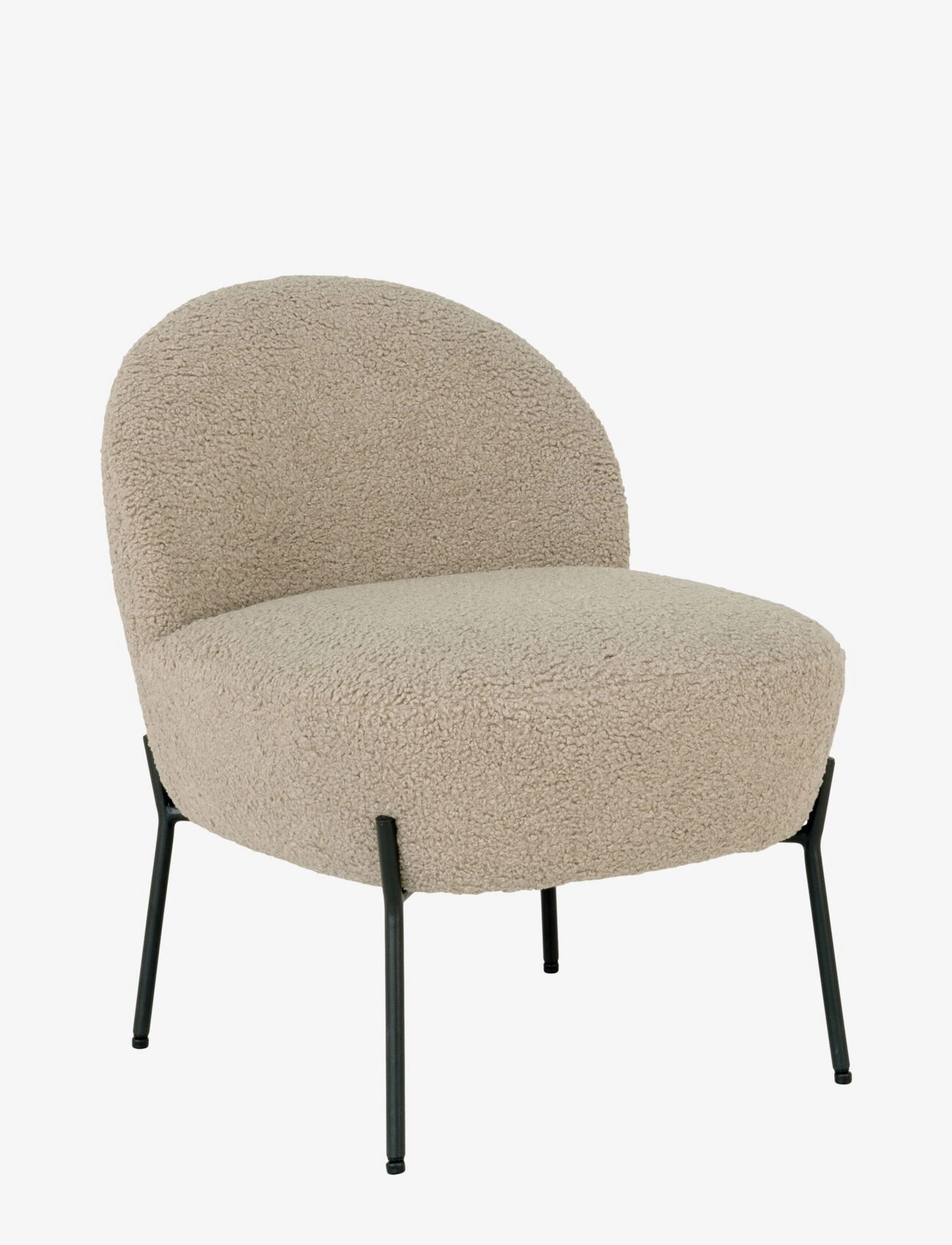 House Nordic Aina Lounge Chair In Artificial Lambskin, Grey-Brown With Black Legs, Lænestol, Beige, Str: ONE SIZE