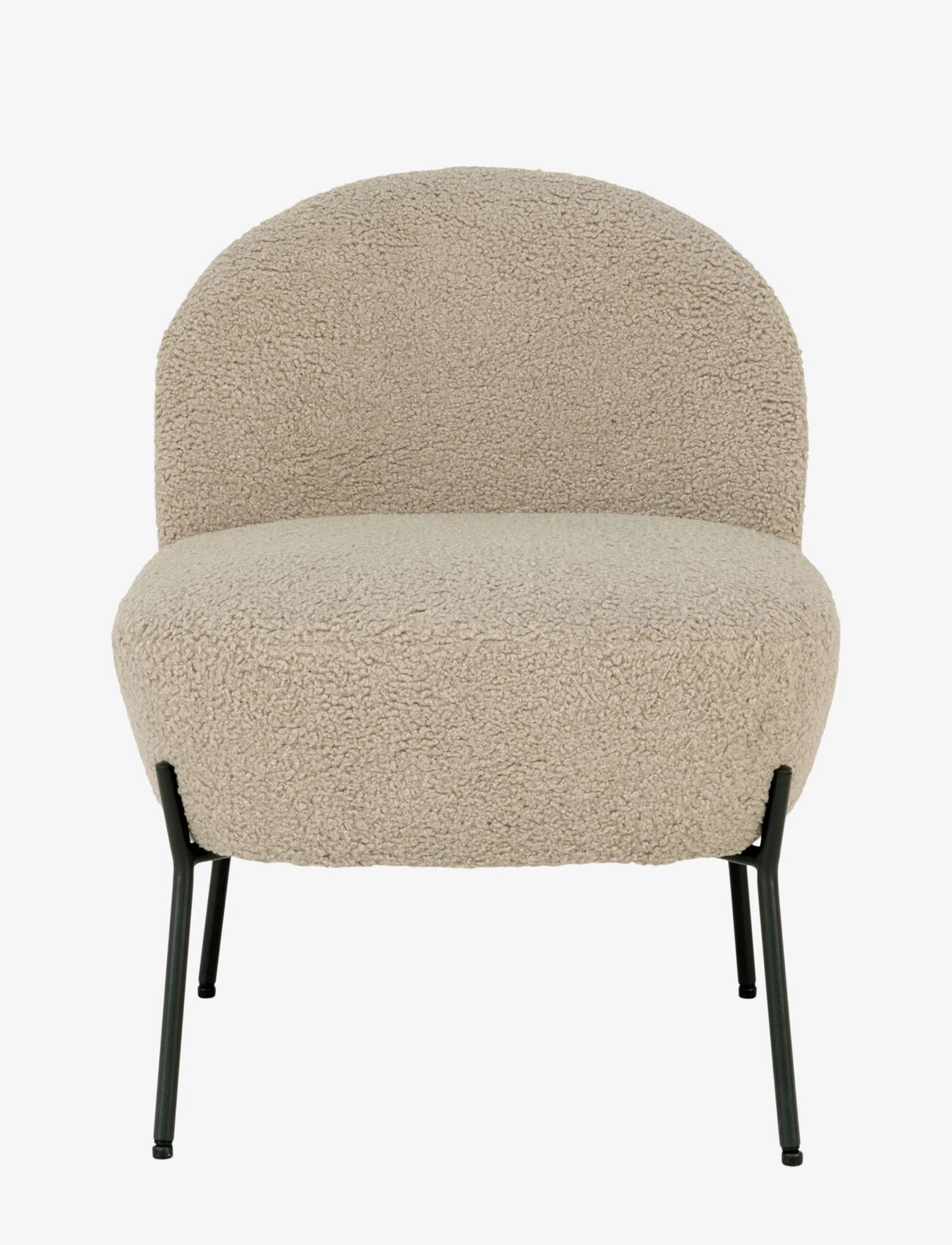House Nordic - Aina - Lounge chair in artificial lambskin, grey-brown with black legs - hægindastólar - grey-brown - 2