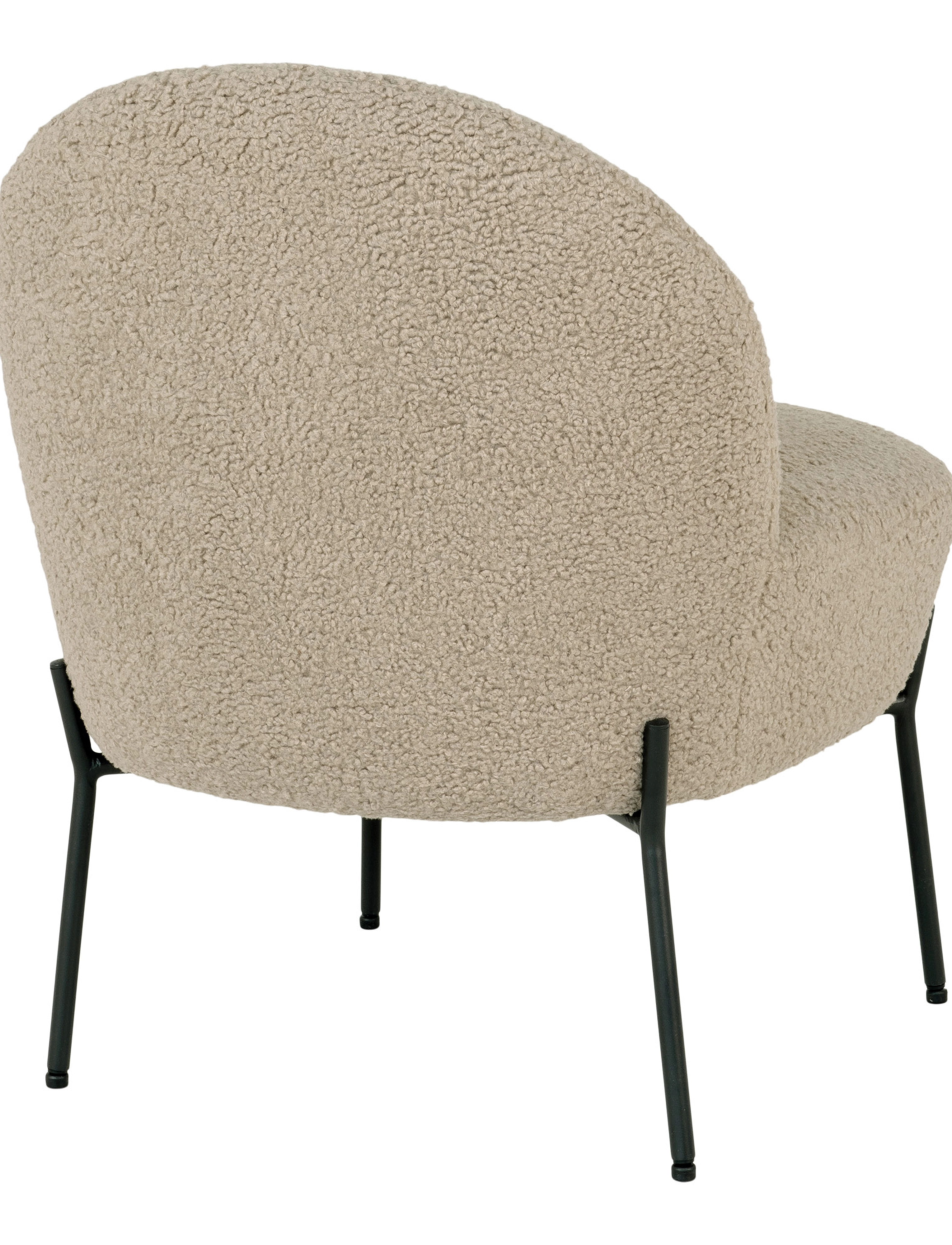 House Nordic - Aina - Lounge chair in artificial lambskin, grey-brown with black legs - hægindastólar - grey-brown - 5