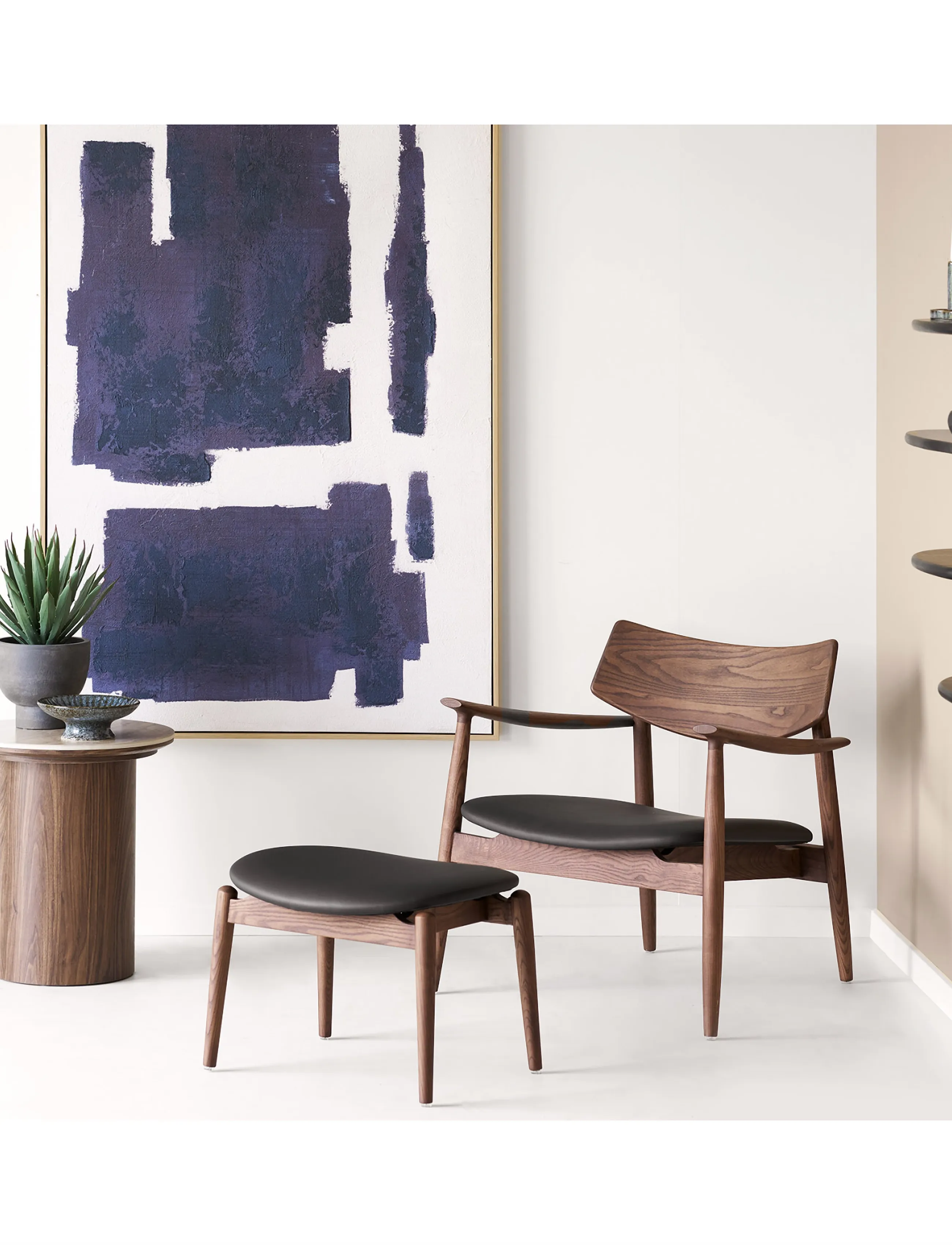 House Nordic - Freja - Lounge chair, ash wood/PU seat - fåtöljer - dark brown / black - 5
