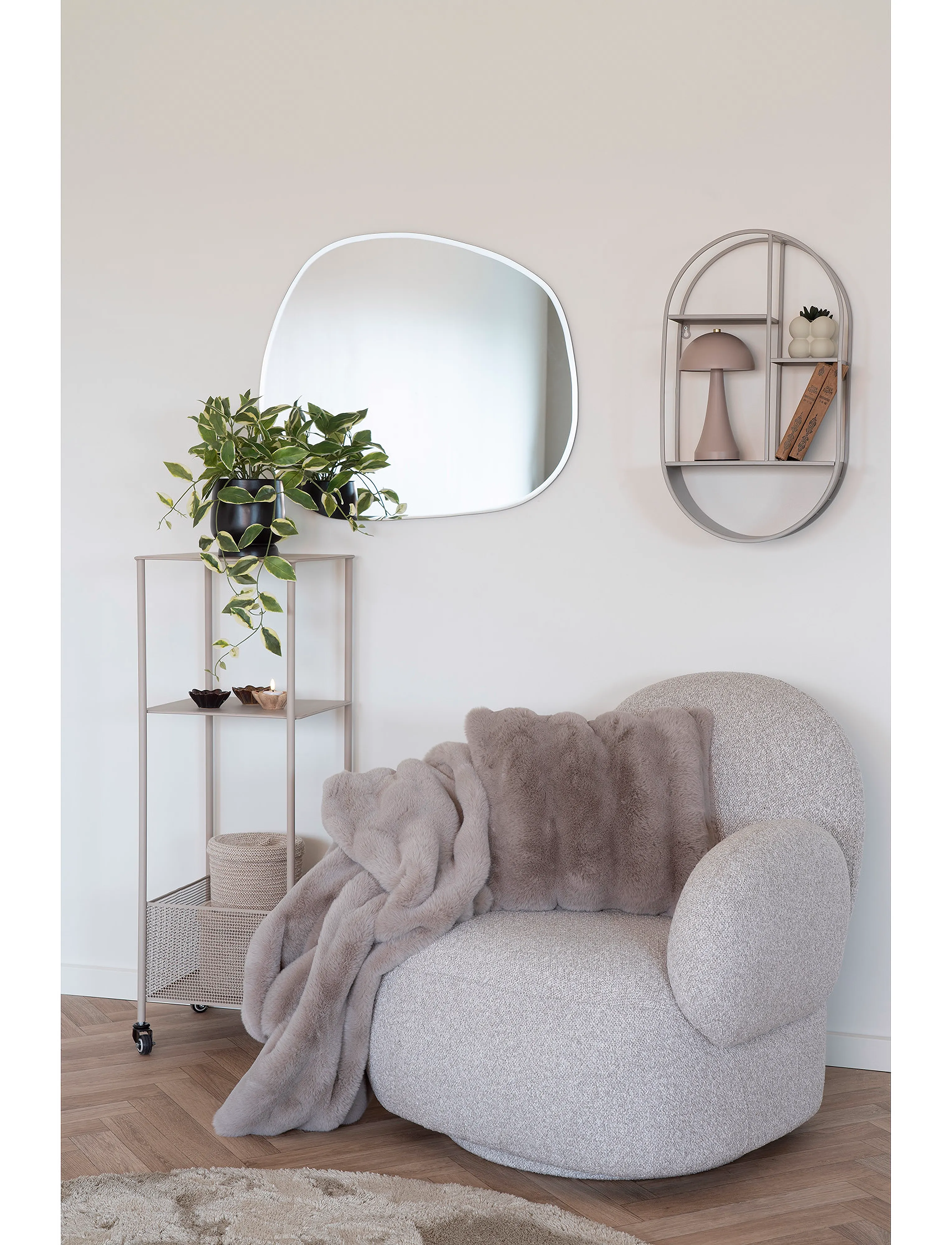 House Nordic - Henny - Lounge chair with swivel function, bouclé, light grey - stolar - light grey - 2