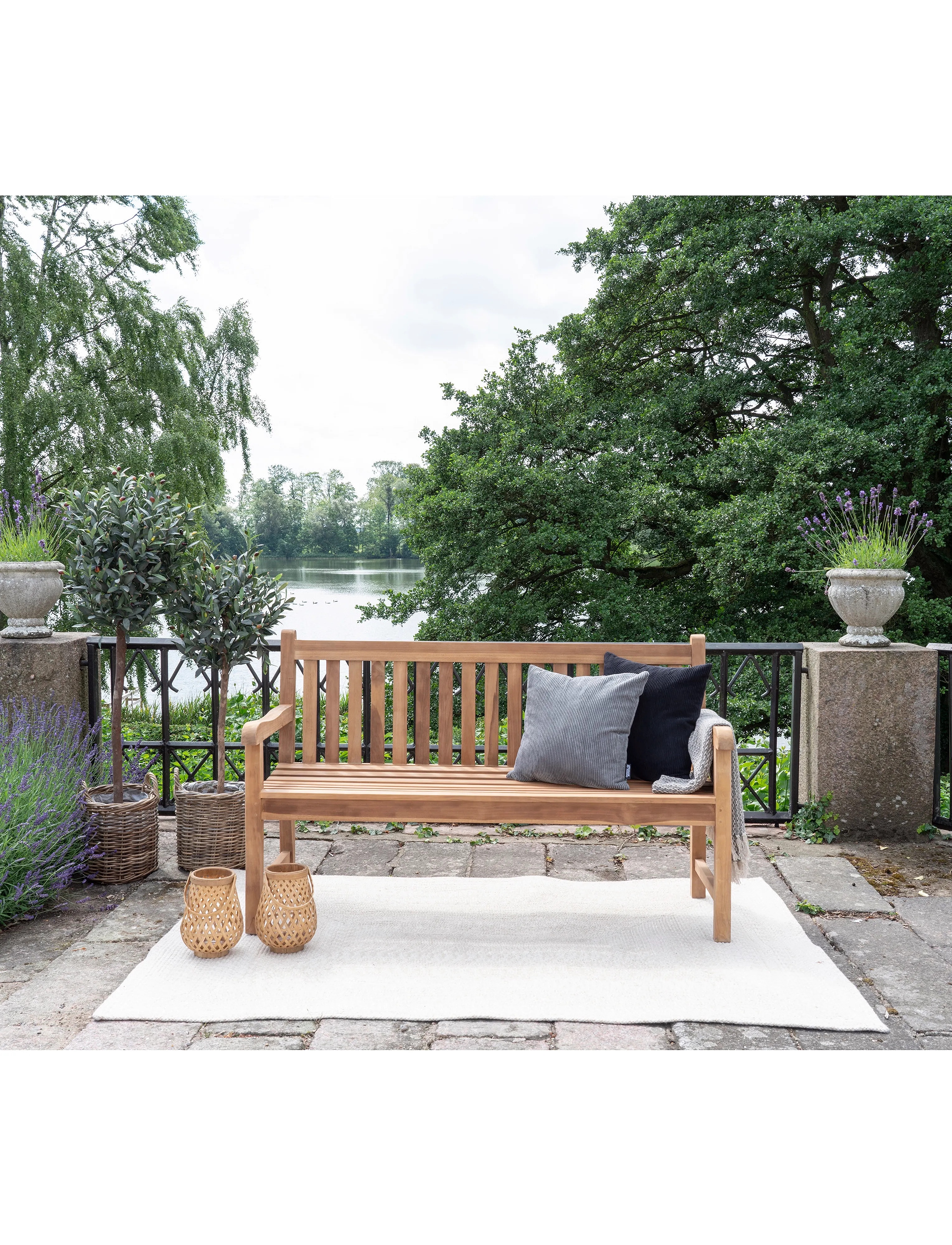 House Nordic - Sanna - Bench, teak, nature, 150x62x92 cm - taburetter og bænke - natural - 4