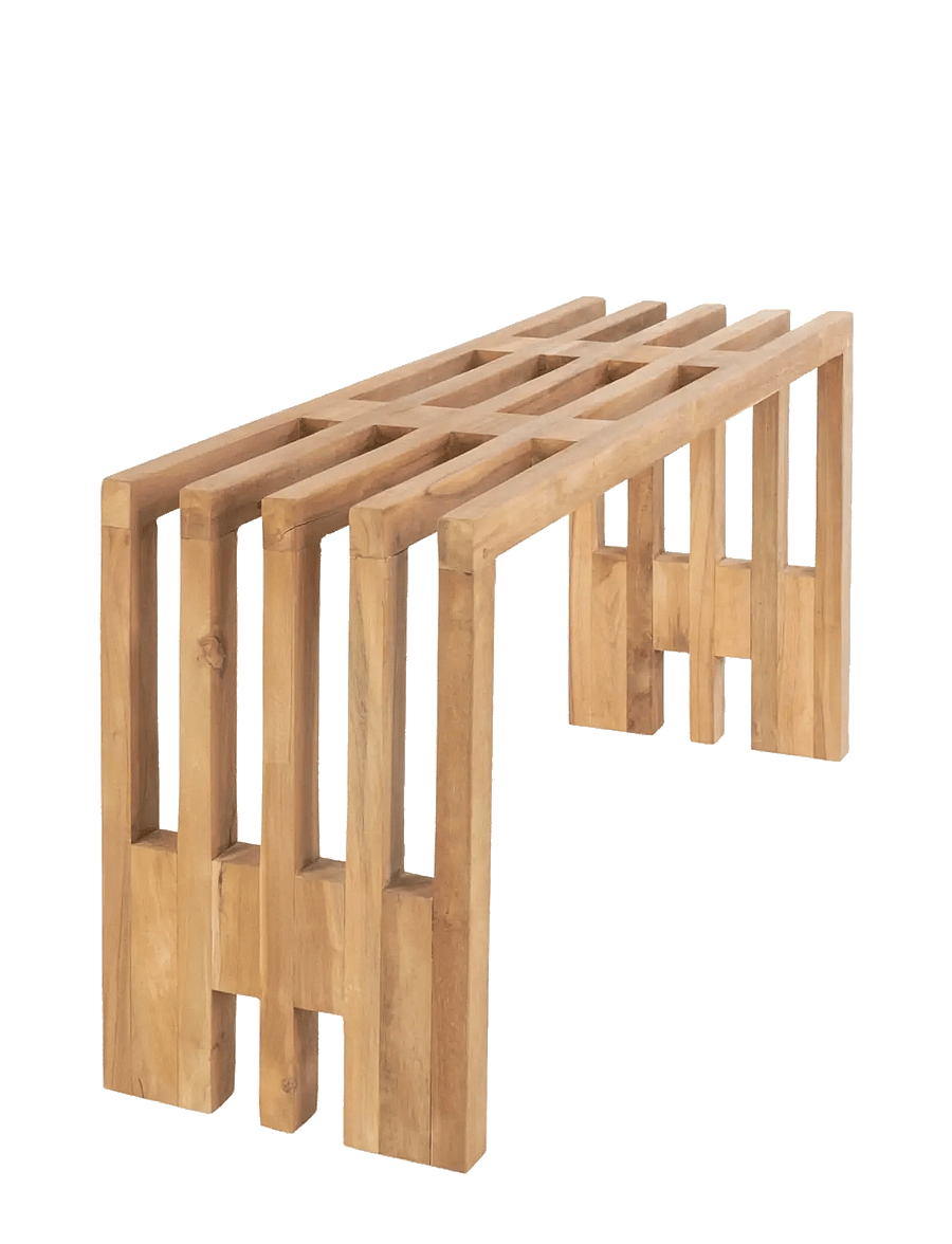 House Nordic - Elina - Bench, teak, nature, 90x30x49 cm - stołki i ławki - natural - 3