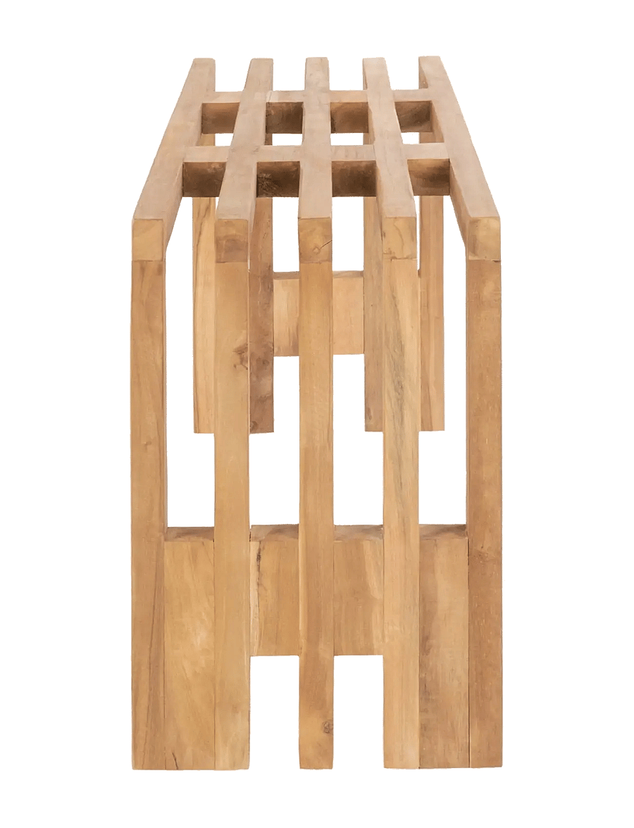 House Nordic - Elina - Bench, teak, nature, 90x30x49 cm - stołki i ławki - natural - 4