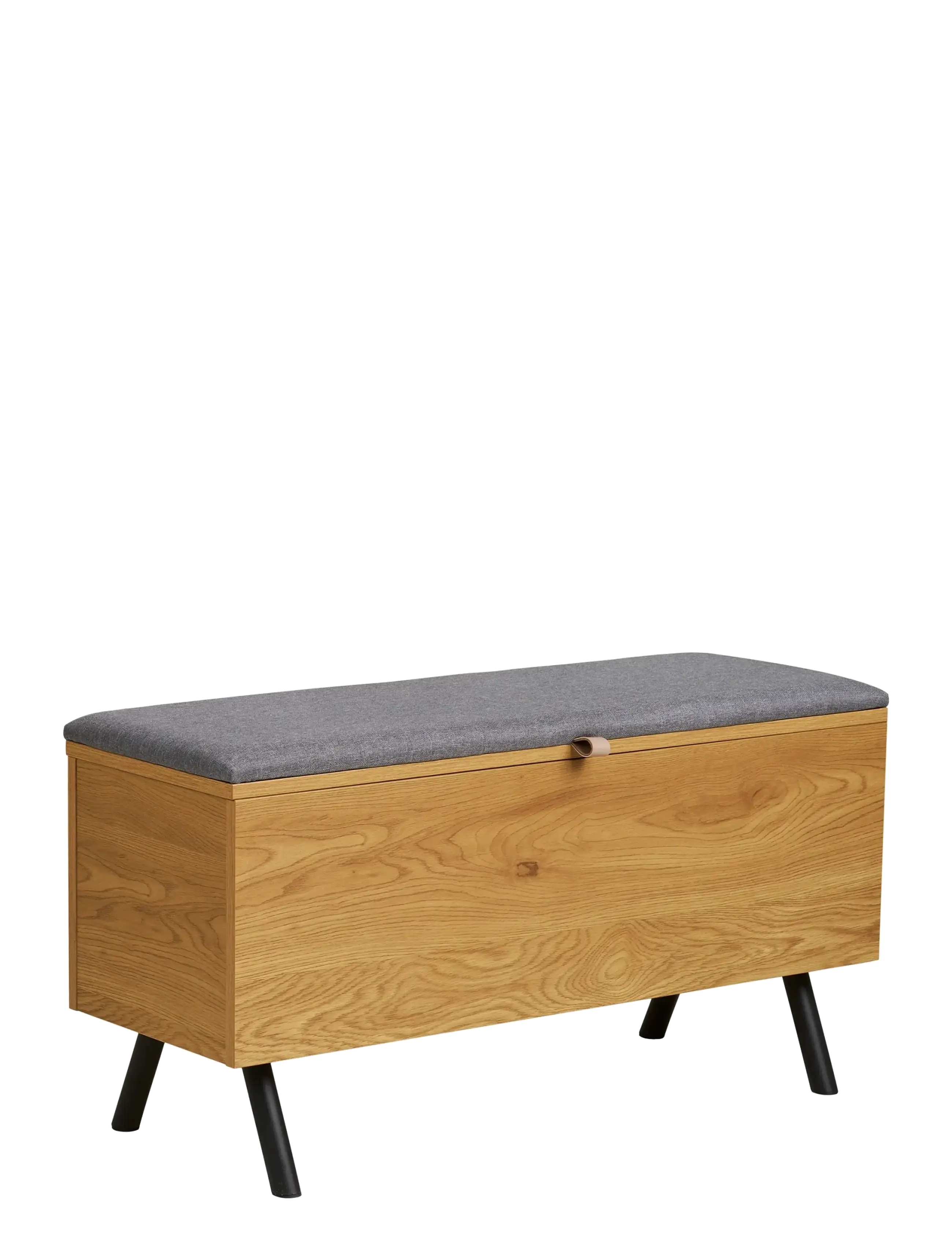 Bjørk - Bench with storage, oak look, 92x33x48 cm - NATURAL