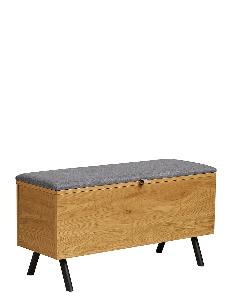 House Nordic - Bjørk - Bench with storage, oak look, 92x33x48 cm - toolid ja pingid - natural - 1