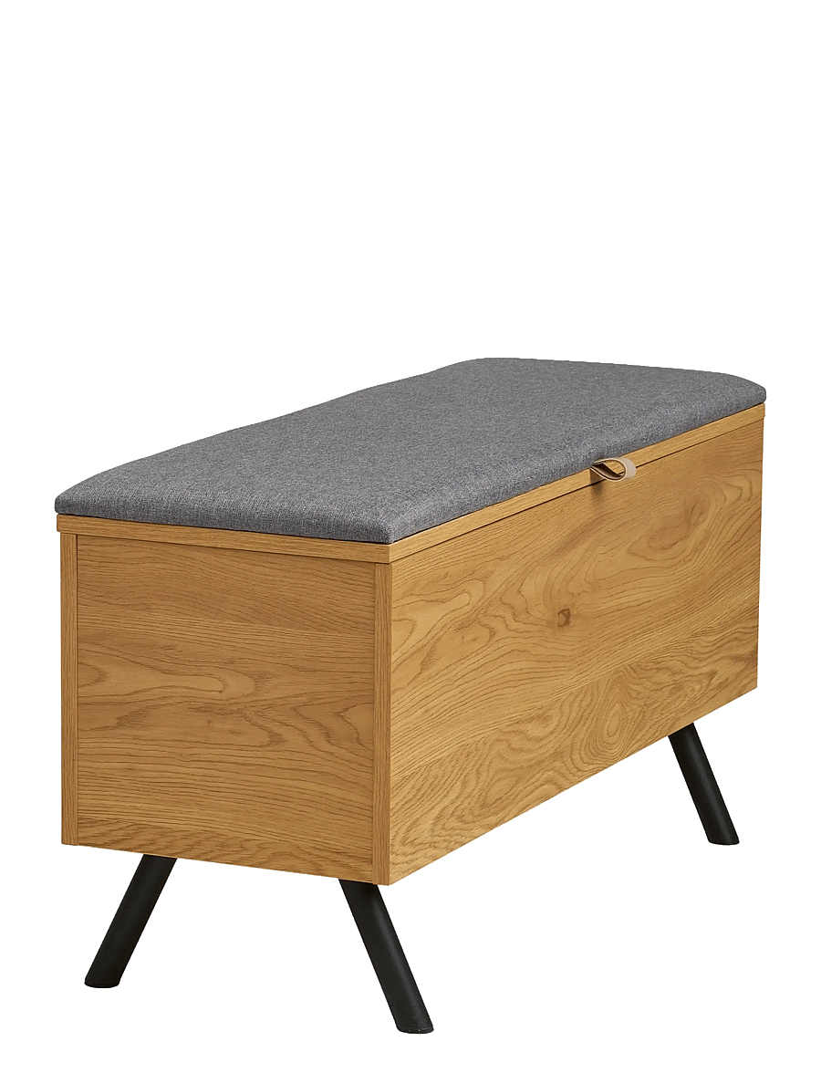 House Nordic - Bjørk - Bench with storage, oak look, 92x33x48 cm - toolid ja pingid - natural - 5
