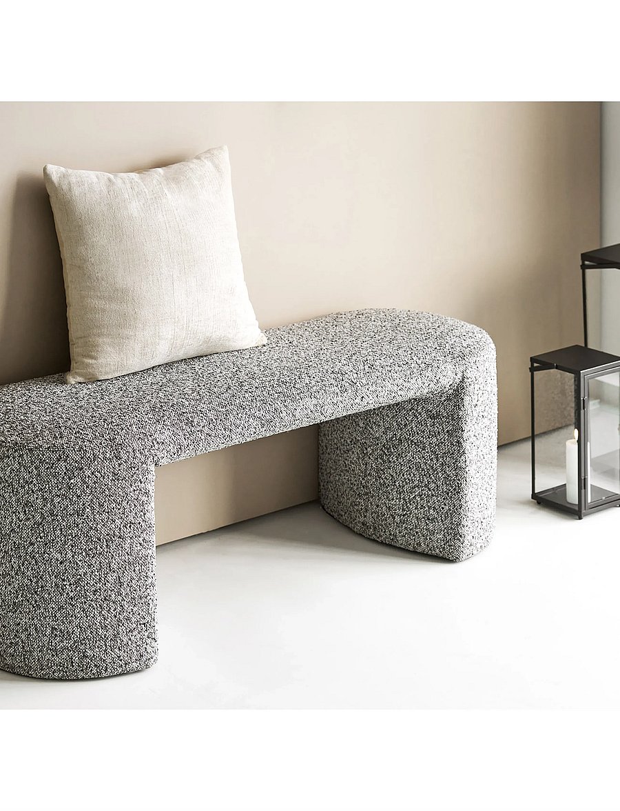House Nordic - Wilma - Bench, bouclé, - taburetter og bænke - black / white - 0