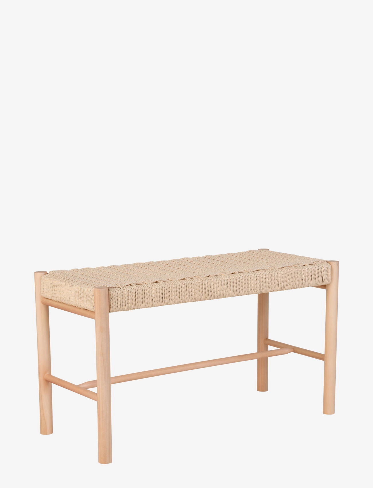House Nordic Asta Bench In Poplar Wood And Woven Seat, Taburet og bænk, Beige, Str: 35X80X45CM