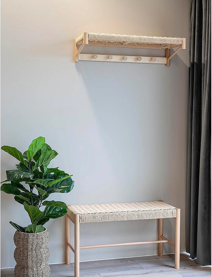 House Nordic - Asta - Bench in poplar wood and woven seat - toolid ja pingid - natural - 4