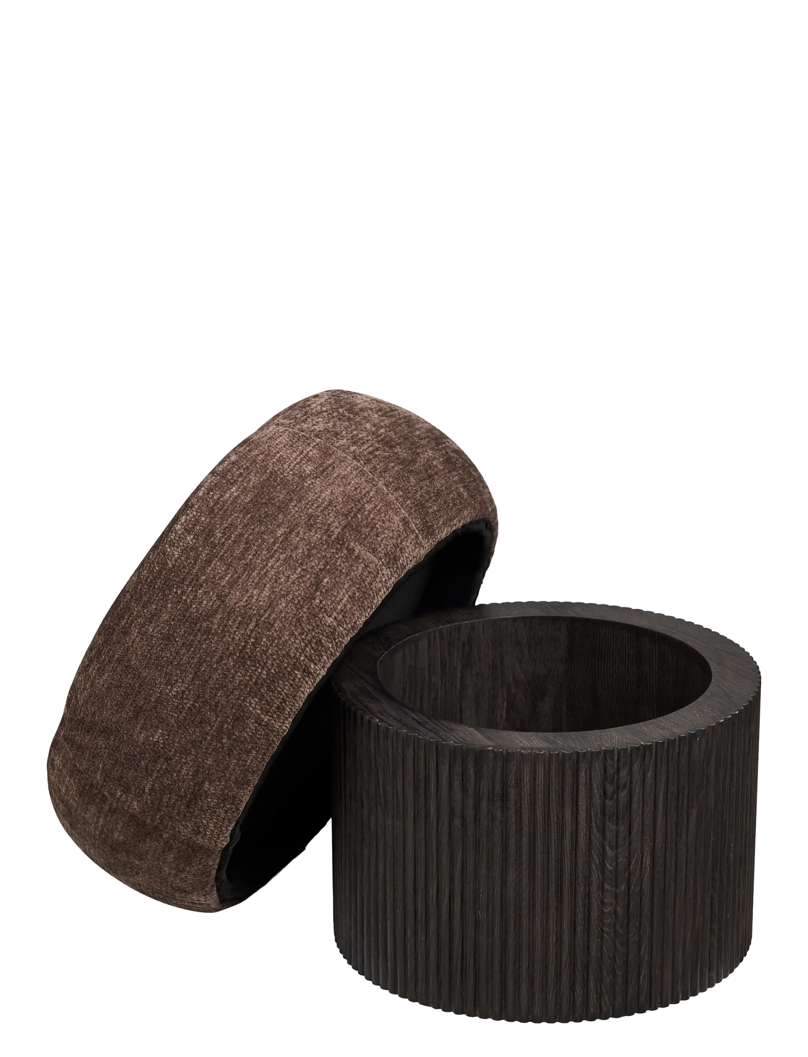 House Nordic - Tora - Pouf, chenille lid, - kott-toolid - dark brown - 3
