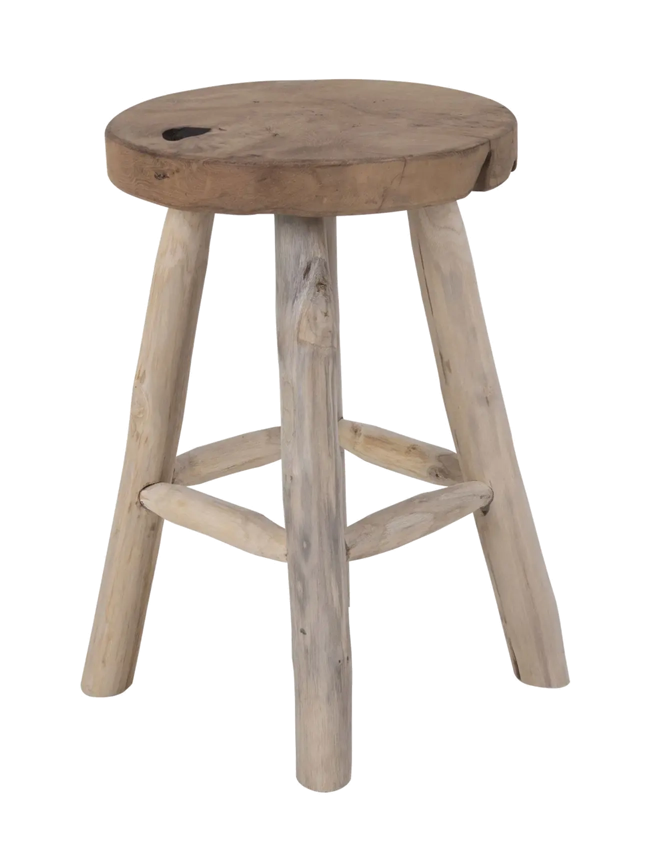 House Nordic - Tuva - Stool, teak, nature, 4 legs, Ø30x45 cm - kollar og bekkir - natural - 1