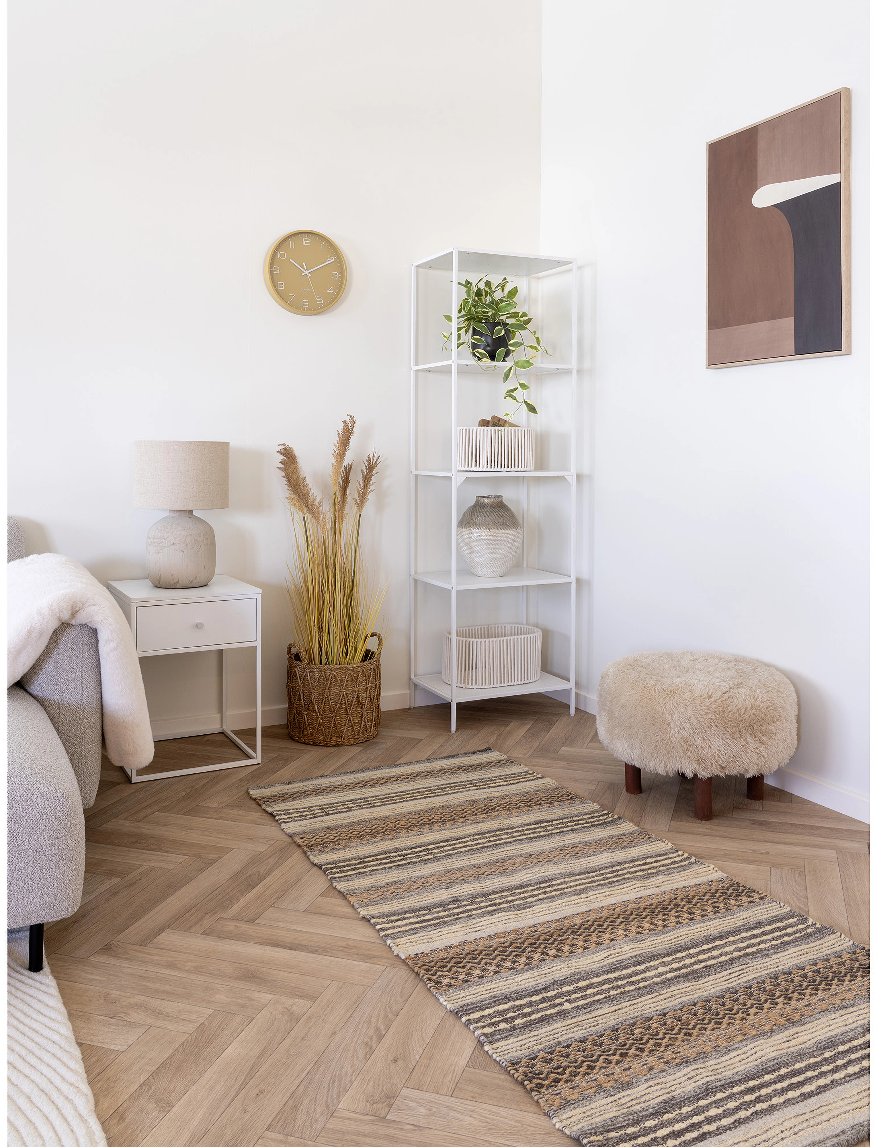 House Nordic Bina Pouf, Ø50X33 cm, Chairs & Stools, Creme - Stools Benches, Homeware