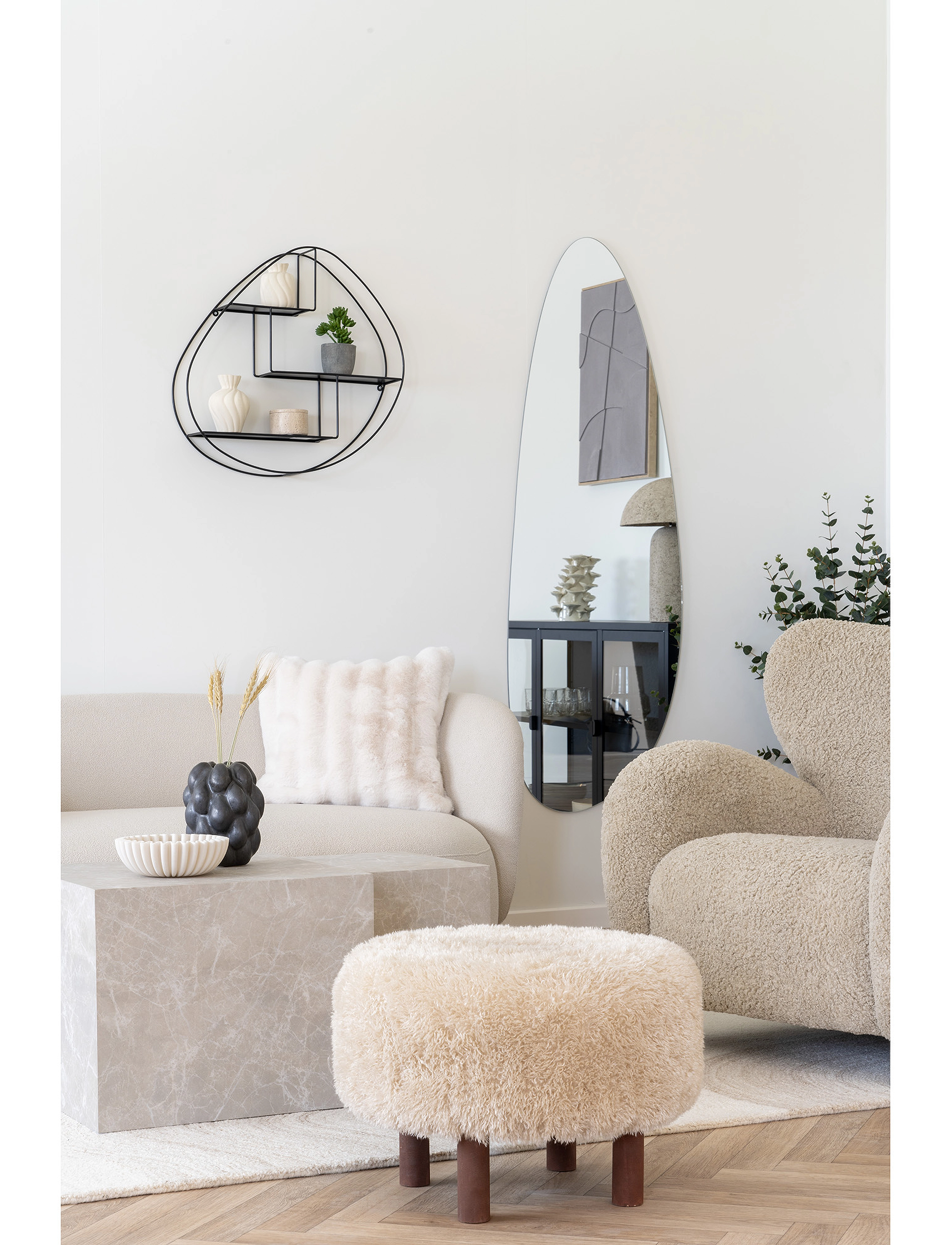 House Nordic - Bina - Pouf, light brown ø50x33 cm - taburetter og bænke - light brown - 3
