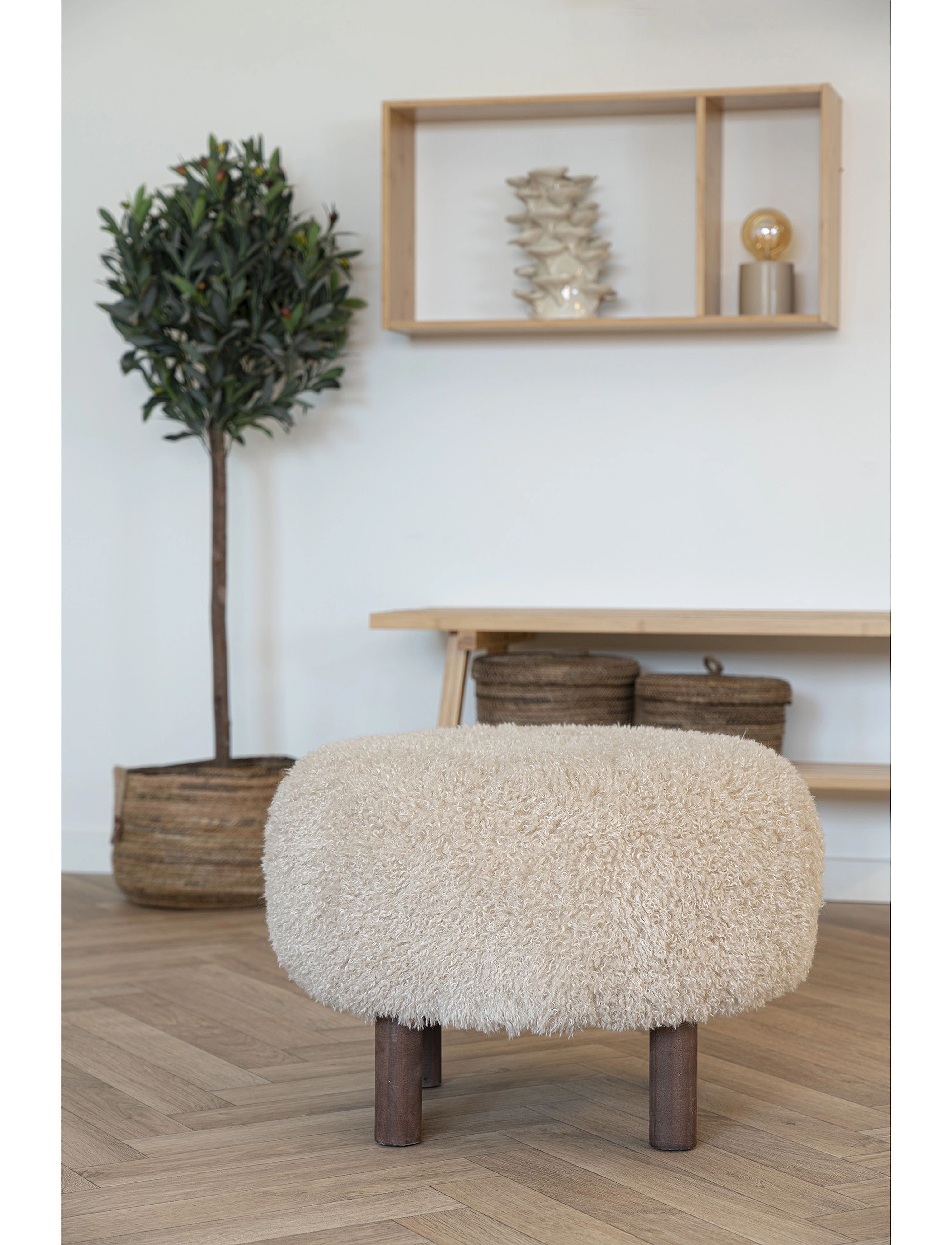House Nordic - Bina - Pouf, light brown ø50x33 cm - taburetter og bænke - light brown - 4