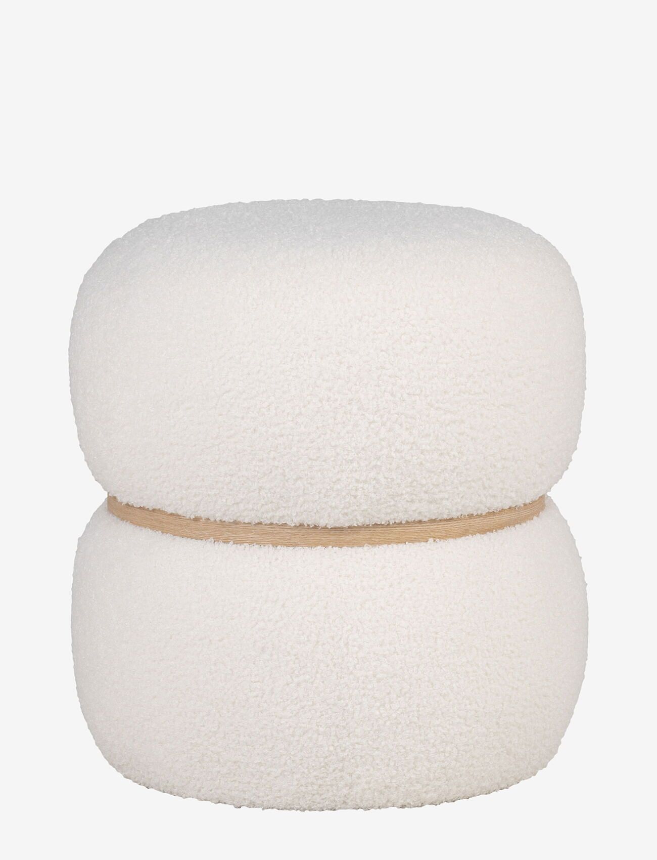 House Nordic - Niva - Pouf in teddy, white, Ø38x41 cm - valentinstaggeschenke - white - 0