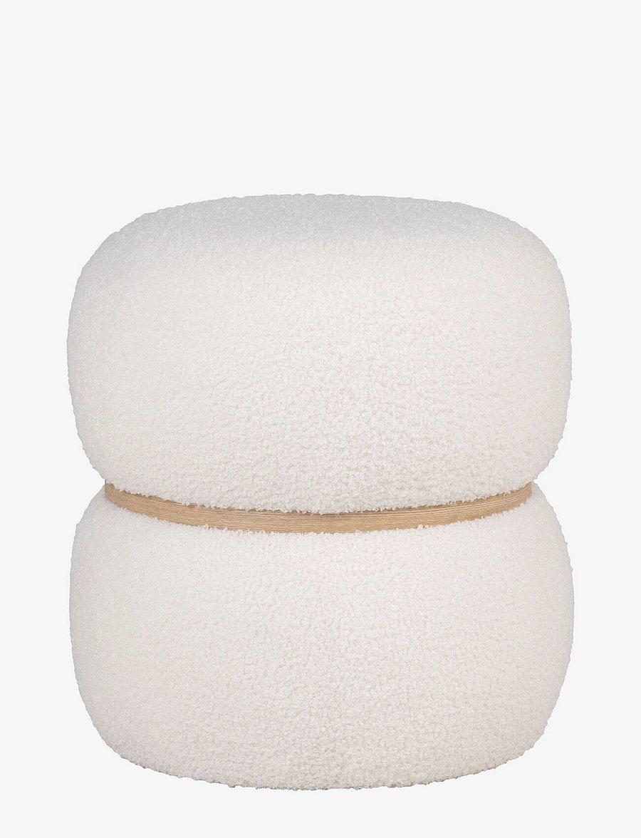 House Nordic - Niva - Pouf in teddy, white, Ø38x41 cm - valentinstaggeschenke - white - 1