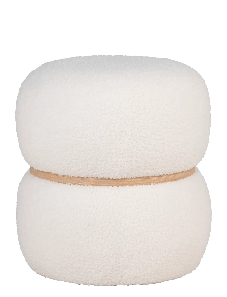 House Nordic - Niva - Pouf in teddy, white, Ø38x41 cm - valentinstaggeschenke - white - 2