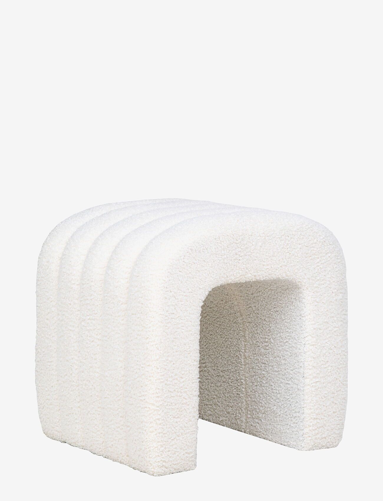 House Nordic - Nice Pouf, teddy, white, 42x41x36 cm, - puffer - white - 1