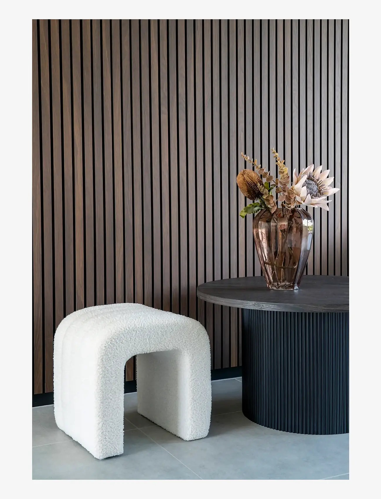 House Nordic - Nice Pouf, teddy, white, 42x41x36 cm, - puffer - white - 0