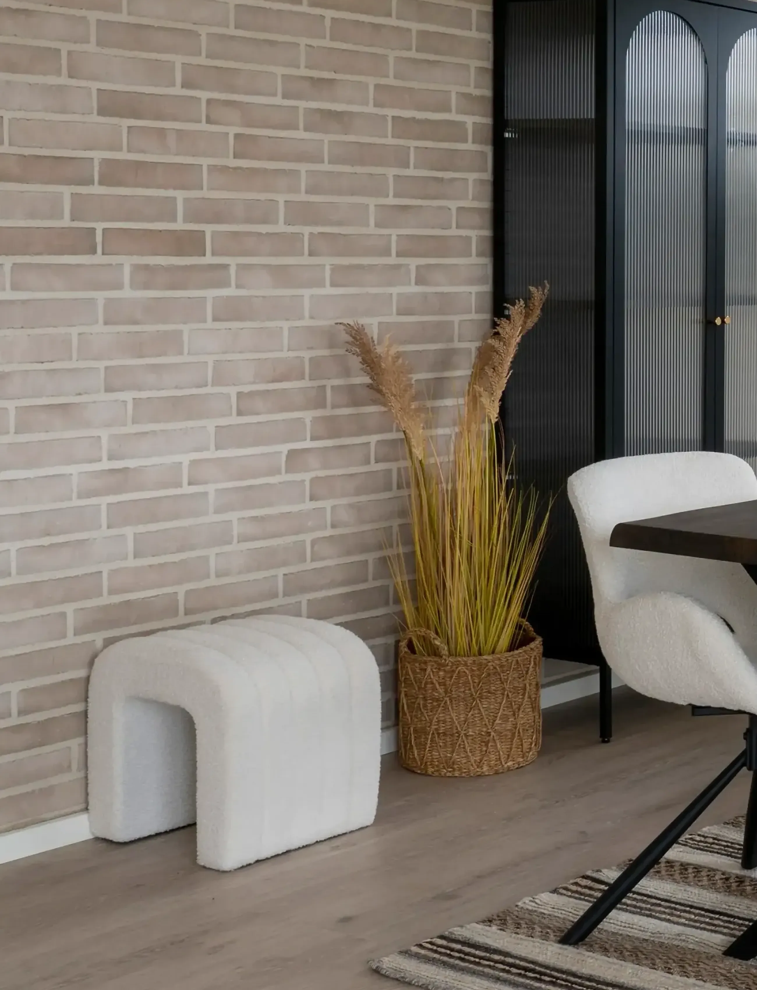 House Nordic - Nice Pouf, teddy, white, 42x41x36 cm, - white - 4