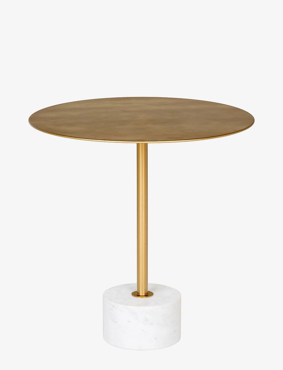 House Nordic - Silja - Side table in brass and marble, Ø51x52 cm - beistelltische & kleine tische - brass / marble - 0