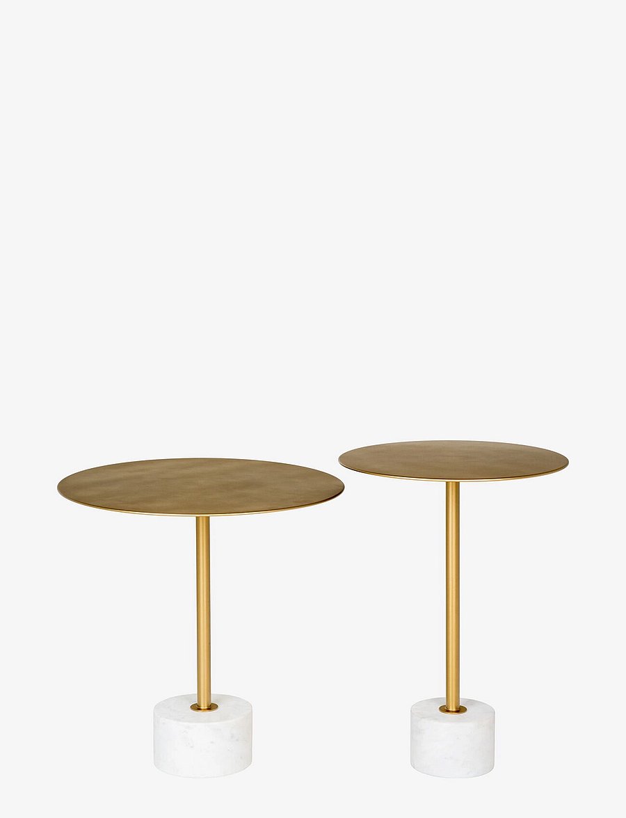House Nordic - Silja - Side table in brass and marble, Ø51x52 cm - beistelltische & kleine tische - brass / marble - 3