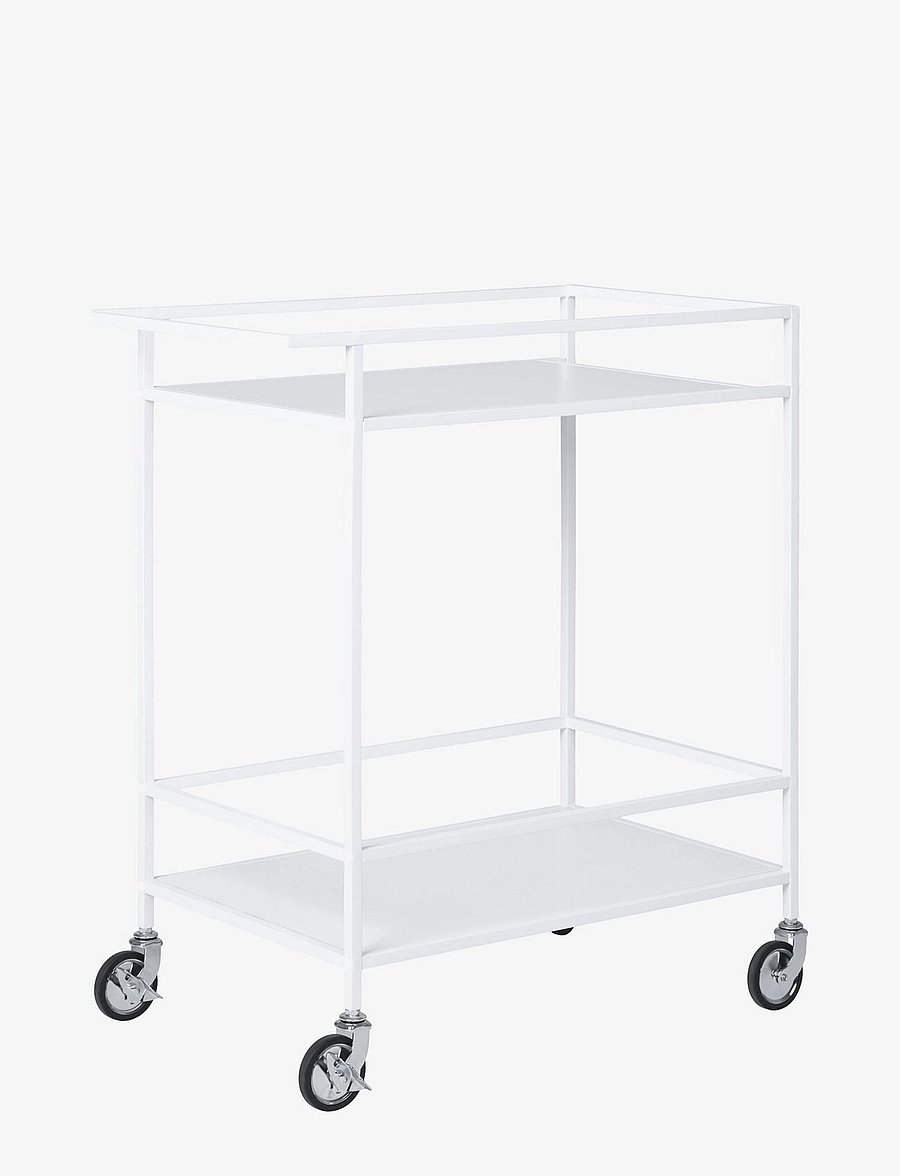 House Nordic - Rasa - Bar trolley, 2 white shelves, white frame 68x40x79 cm - tischwagen - white - 1