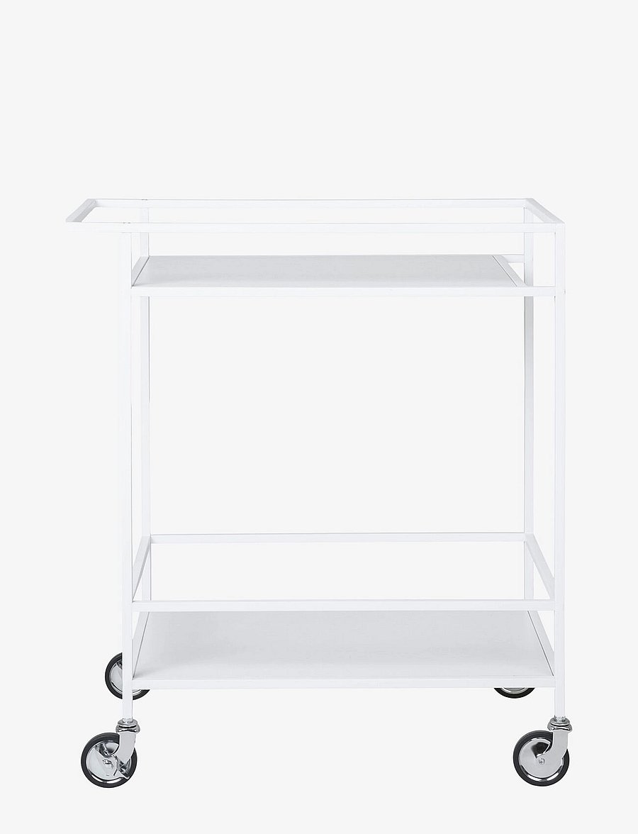 House Nordic - Rasa - Bar trolley, 2 white shelves, white frame 68x40x79 cm - tischwagen - white - 2