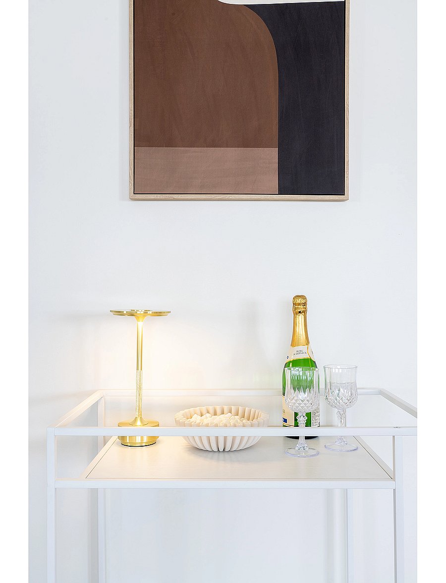 House Nordic - Rasa - Bar trolley, 2 white shelves, white frame 68x40x79 cm - tischwagen - white - 0