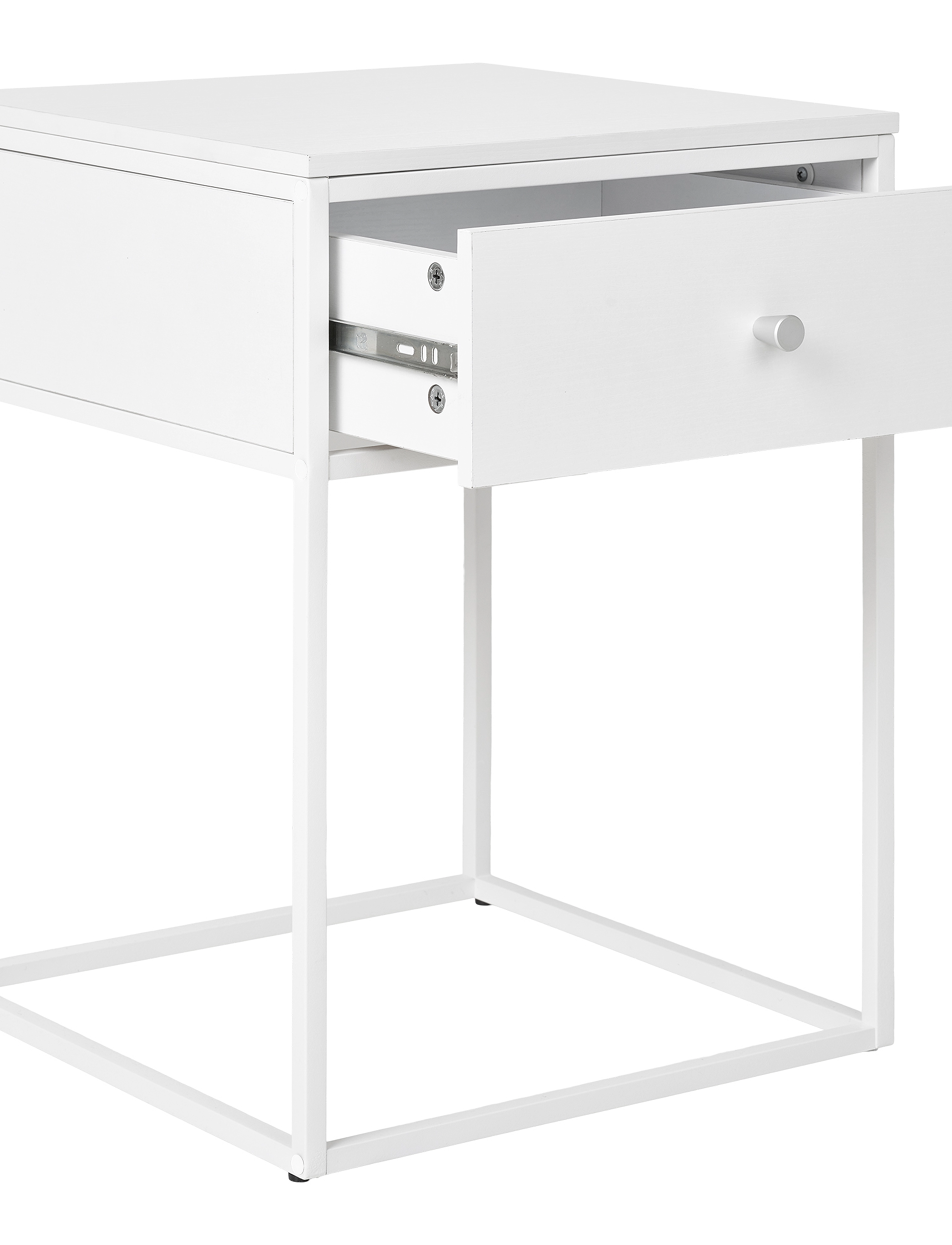 House Nordic - Rasa - Side table, 1 drawer, white, white frame 40x40x55 cm - beistelltische & kleine tische - white - 4