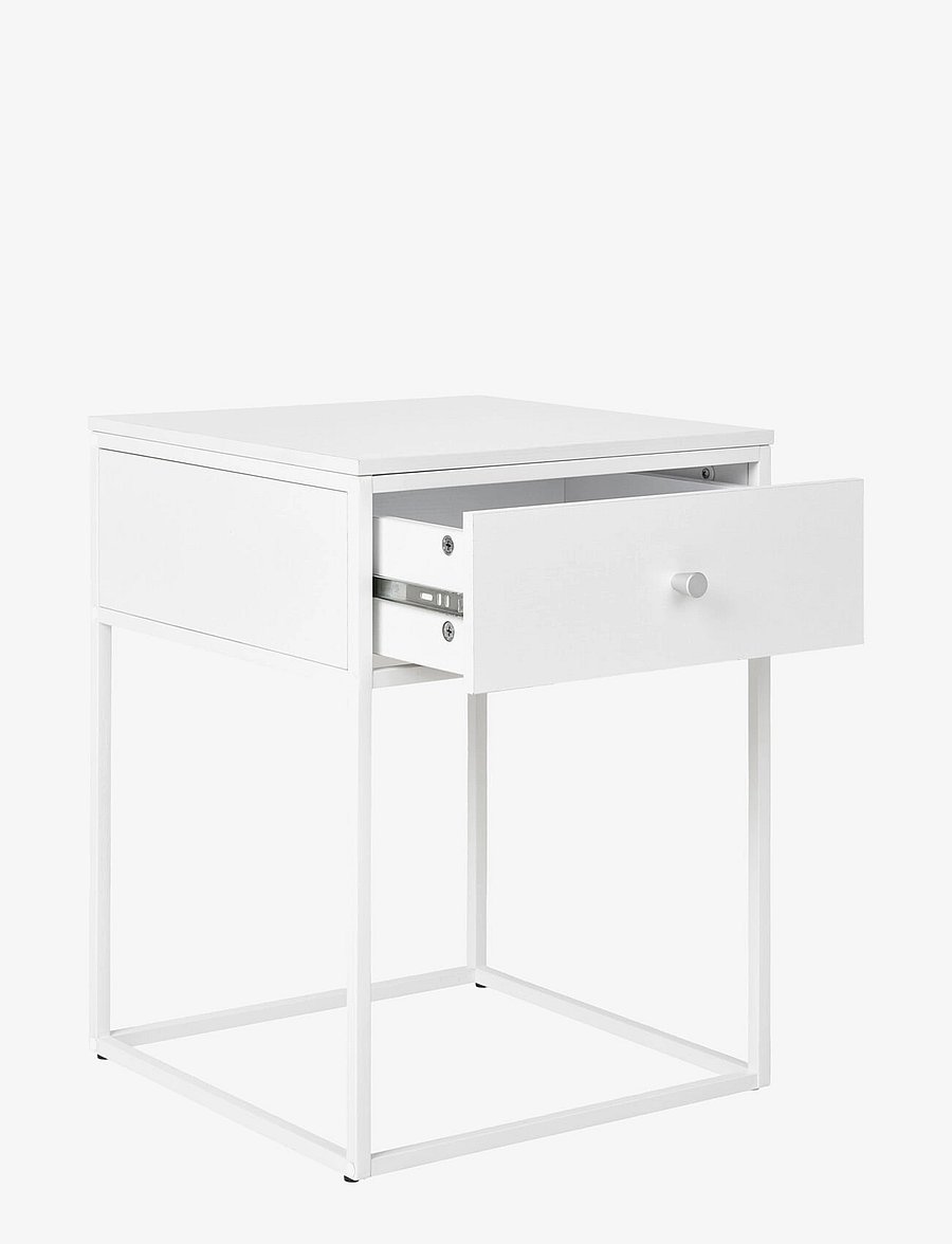House Nordic - Rasa - Side table, 1 drawer, white, white frame 40x40x55 cm - küljelauad ja väikesed lauad - white - 3