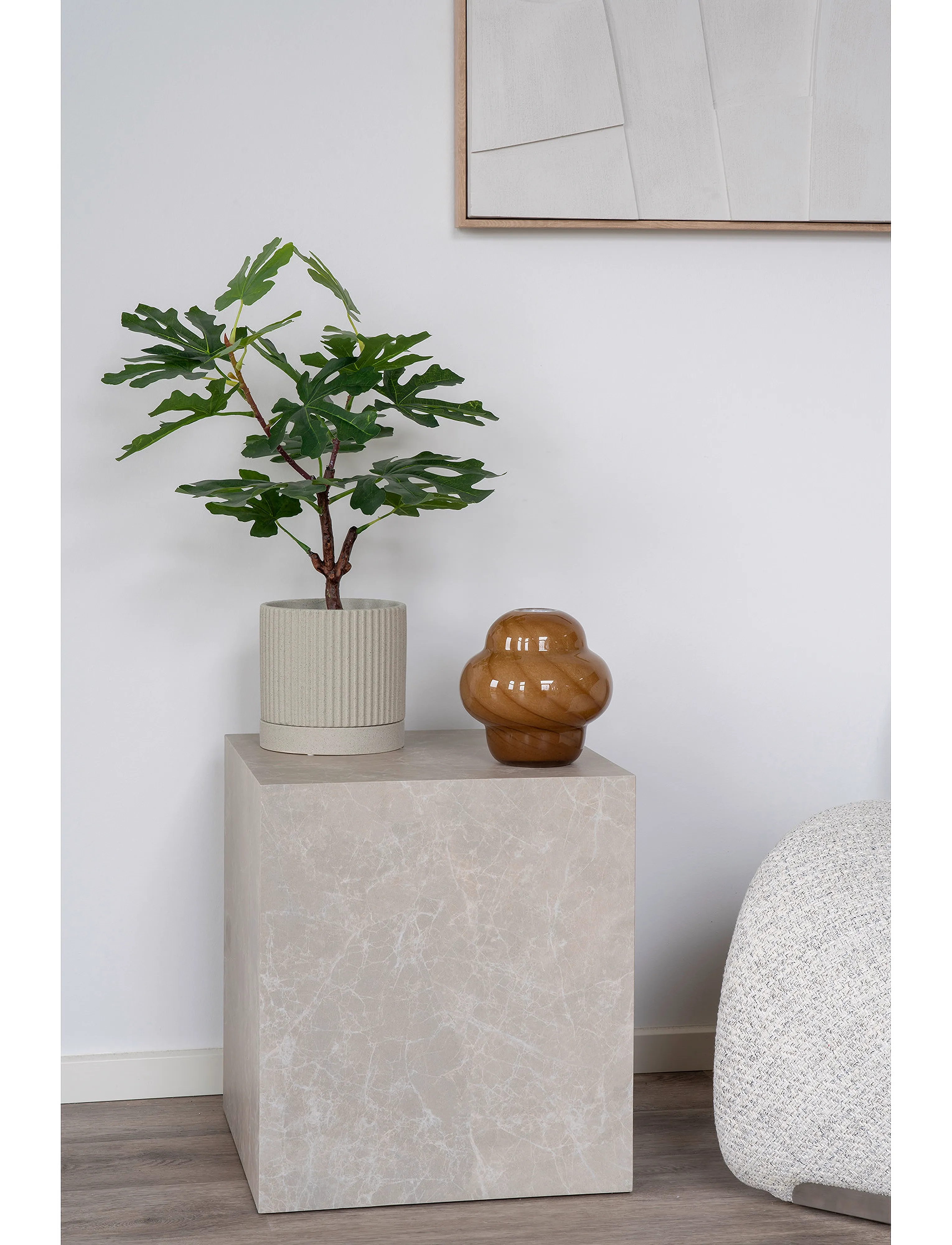 House Nordic - Sia - Side Table, marble look, beige, 40x40x45 cm - sideborde og små borde - marble - 2
