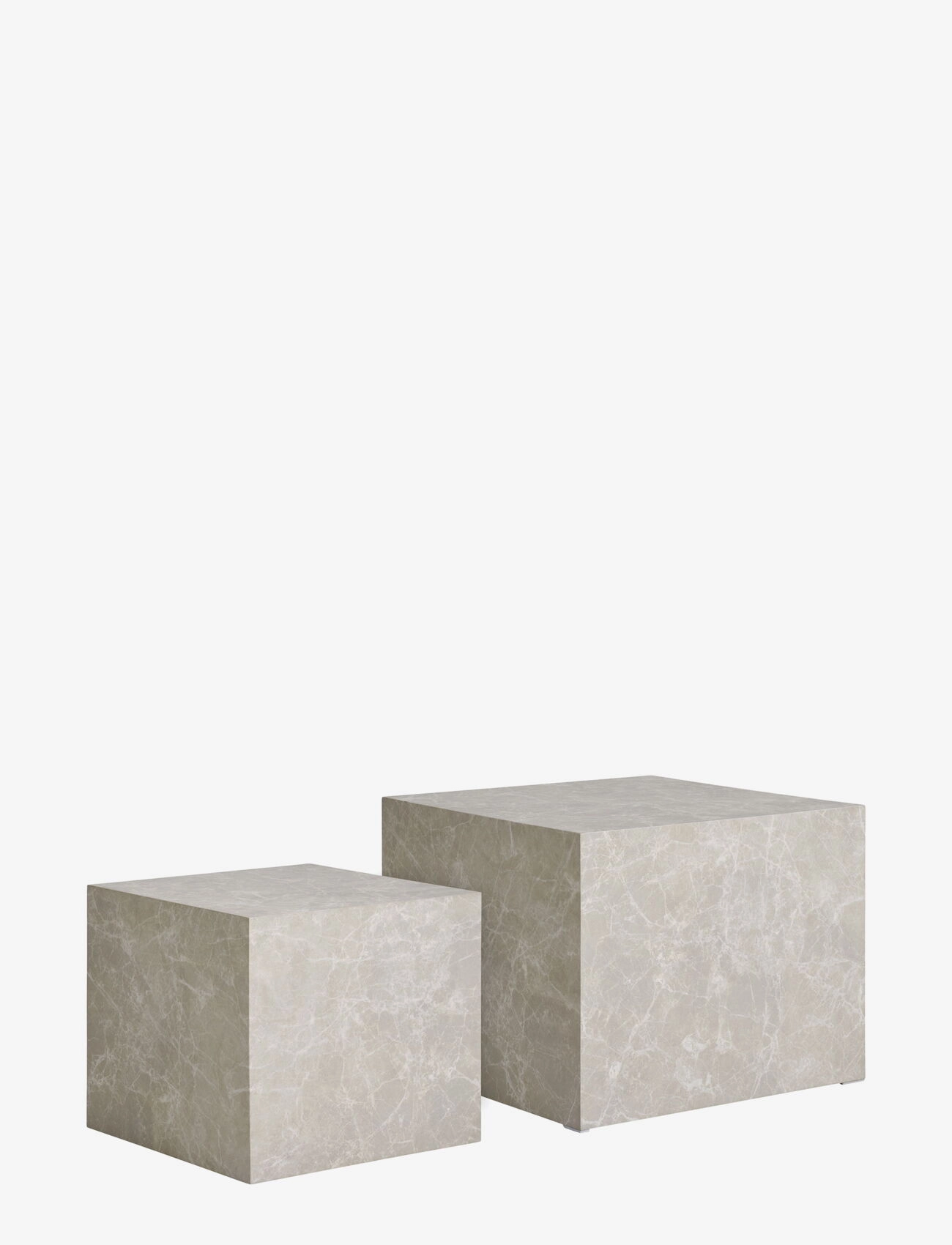House Nordic Sia Coffee Table, Marble Look, Beige, Set Of 2, 40-50X40/50XH36/40 cm, Tables, Grau - Homeware