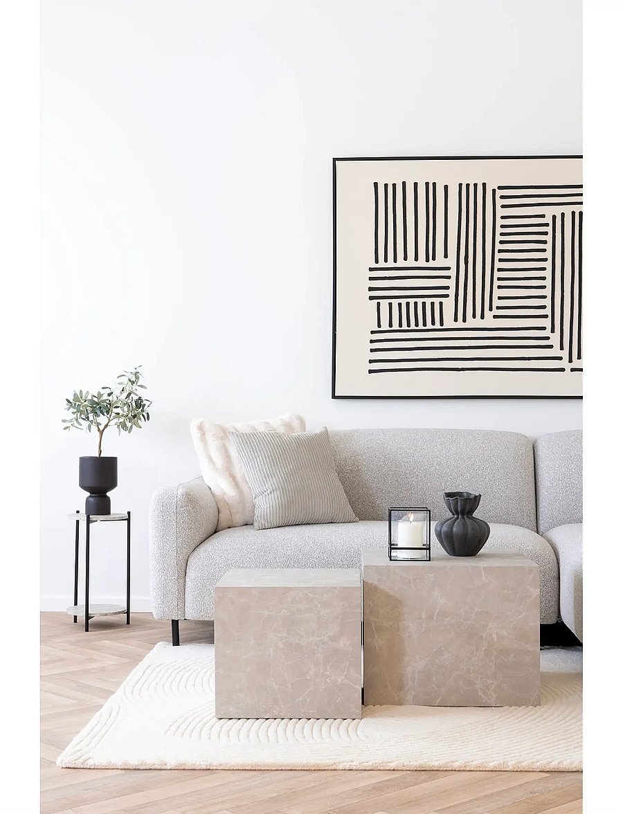 House Nordic - Sia - Coffee Table, marble look, beige, set of 2 - kohvilauad - marble - 0
