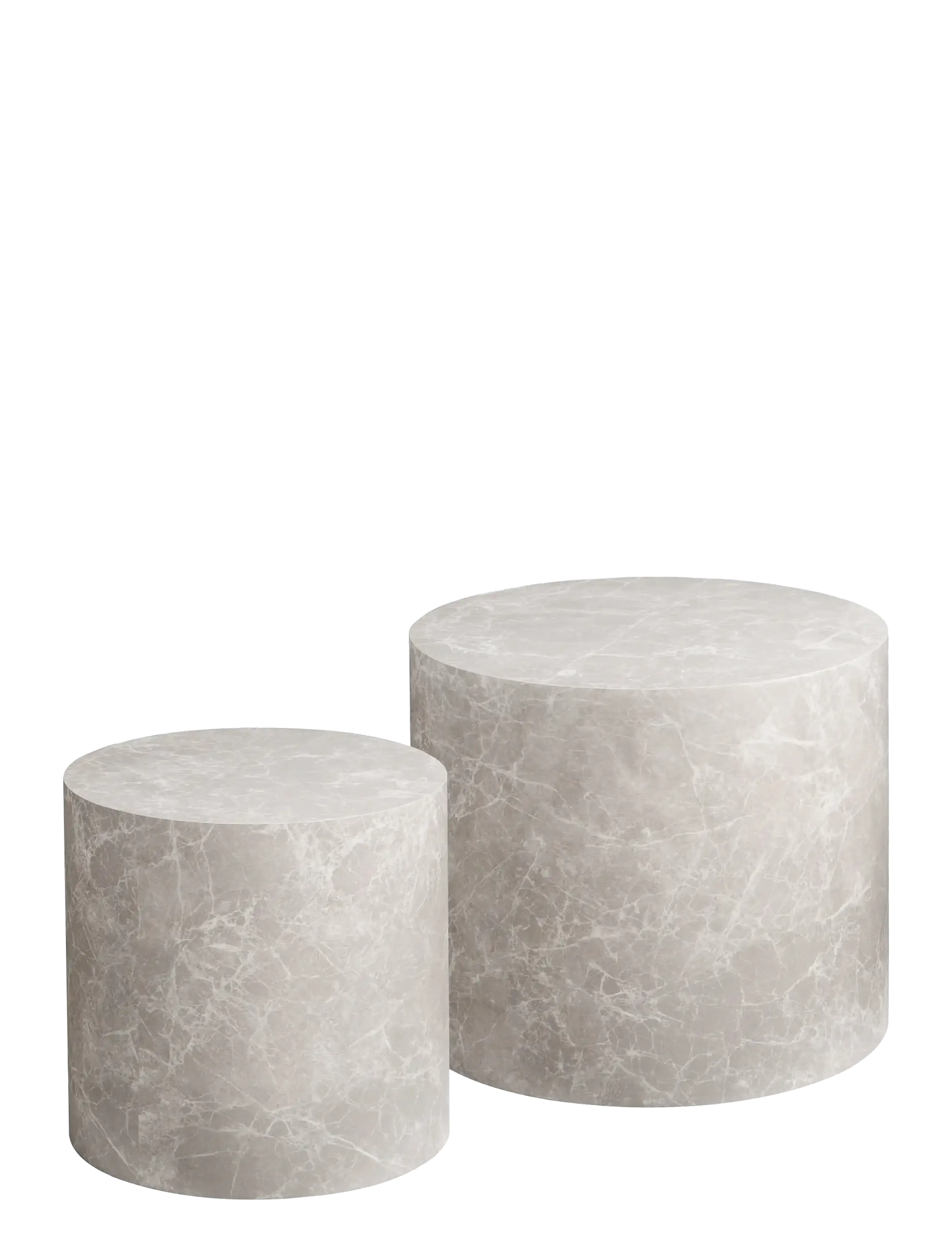 Sia - Coffee table, marble look, round, beige, set of 2 - MARBLE
