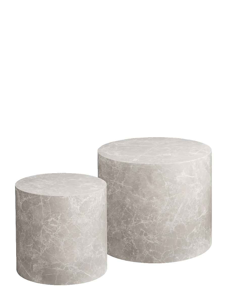 House Nordic - Sia - Coffee table, marble look, round, beige, set of 2 - tables basses - marble - 1