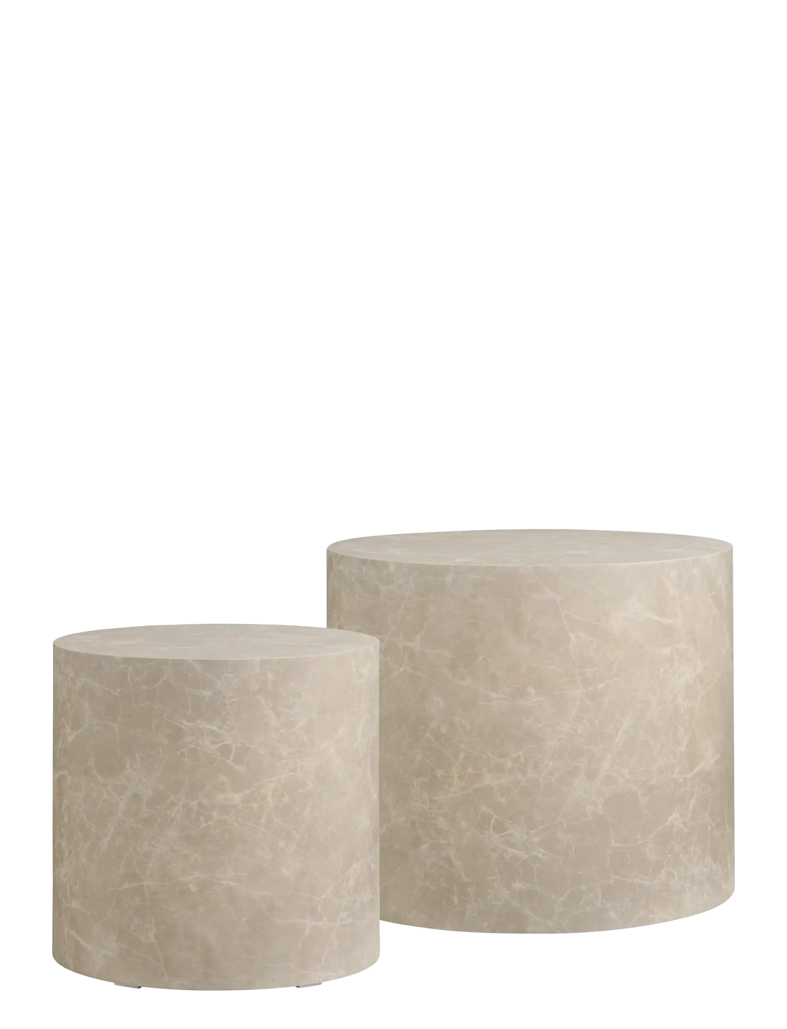 House Nordic - Sia - Coffee table, marble look, round, beige, set of 2 - tables basses - marble - 2