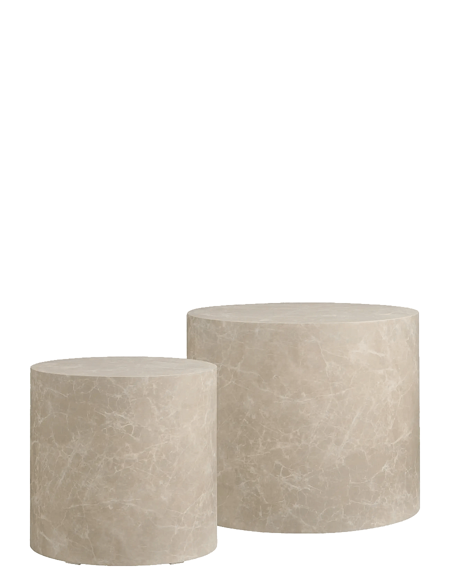 House Nordic - Sia - Coffee table, marble look, round, beige, set of 2 - tables basses - marble - 2