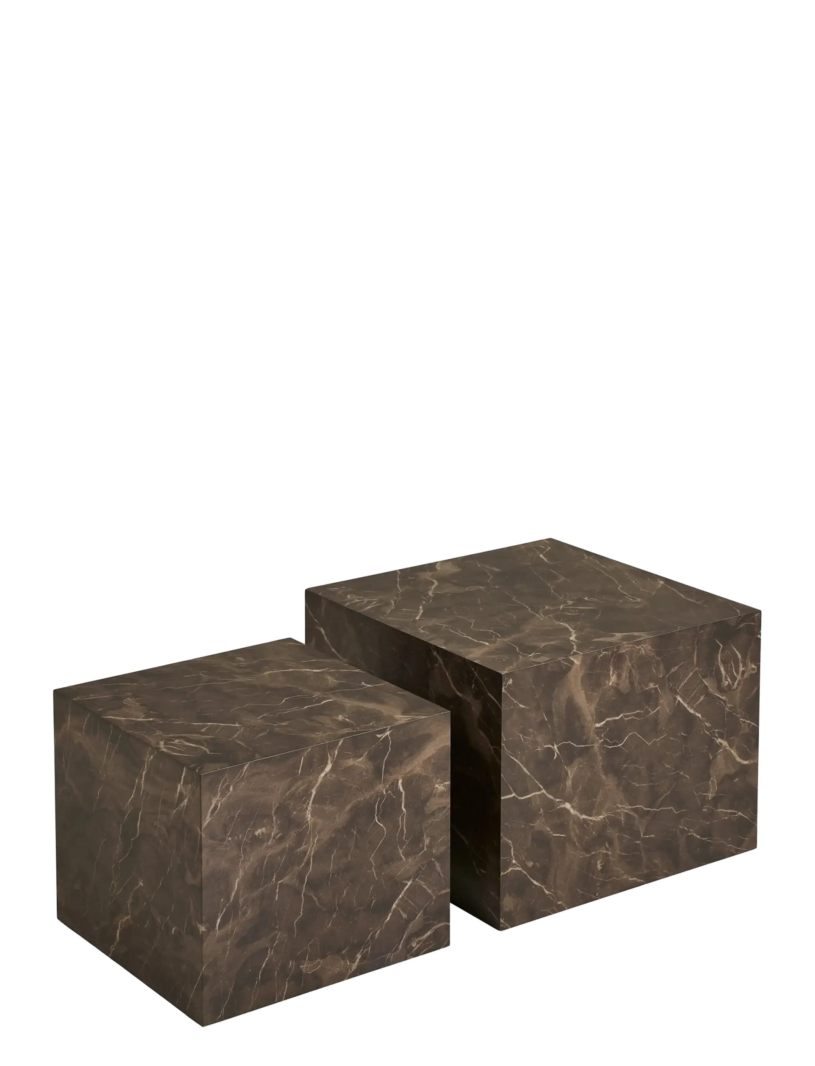 House Nordic - Sia - Coffee table, marble look, brown, set of 2 - brown - 1