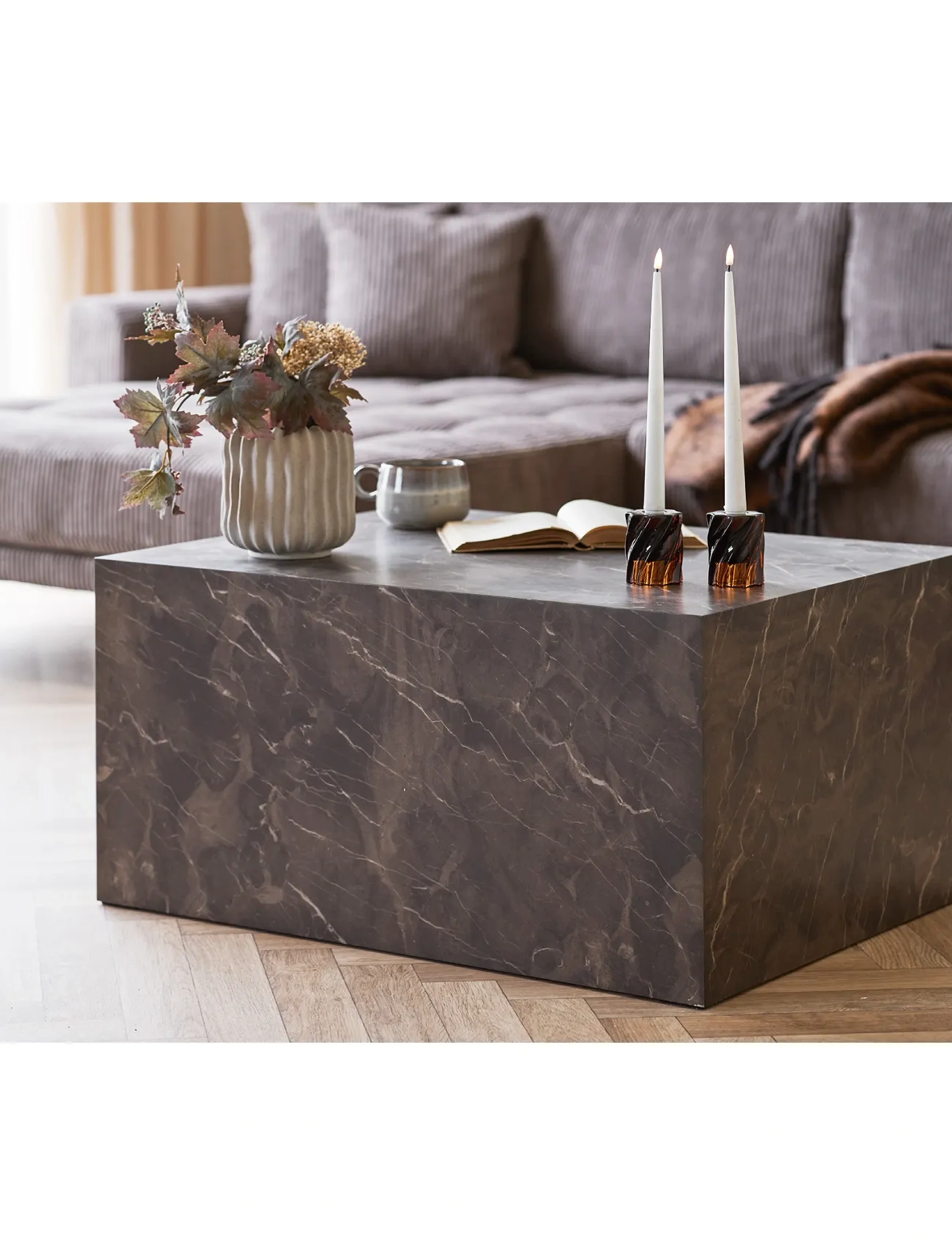 House Nordic Sia - Coffee Table, Marble Look, 80X60X40 cm, Brown, Borde > Sofaborde, Unisex