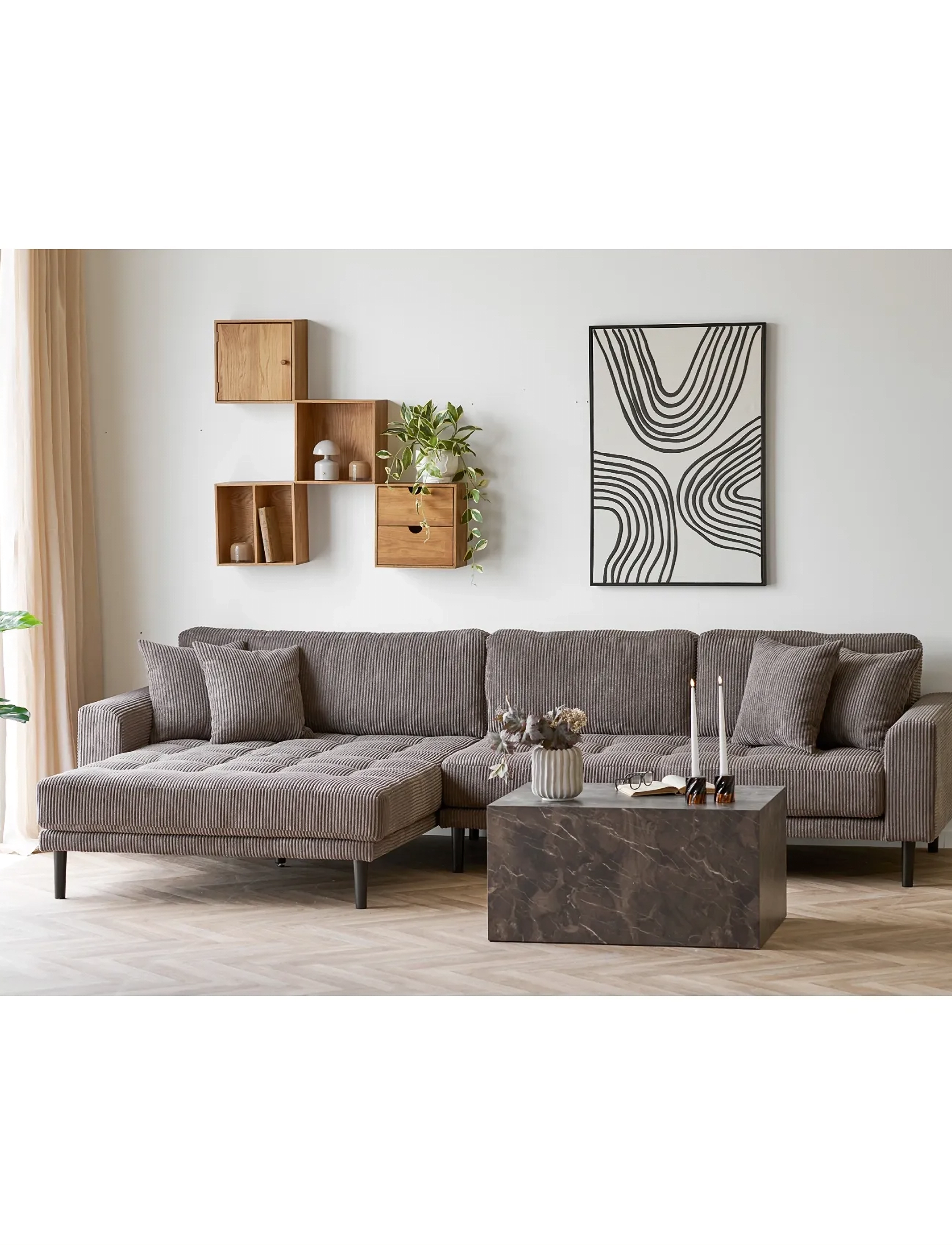 House Nordic - Sia - Coffee table, marble look, brown, 60x80x40 cm - sofaborde - brown - 3