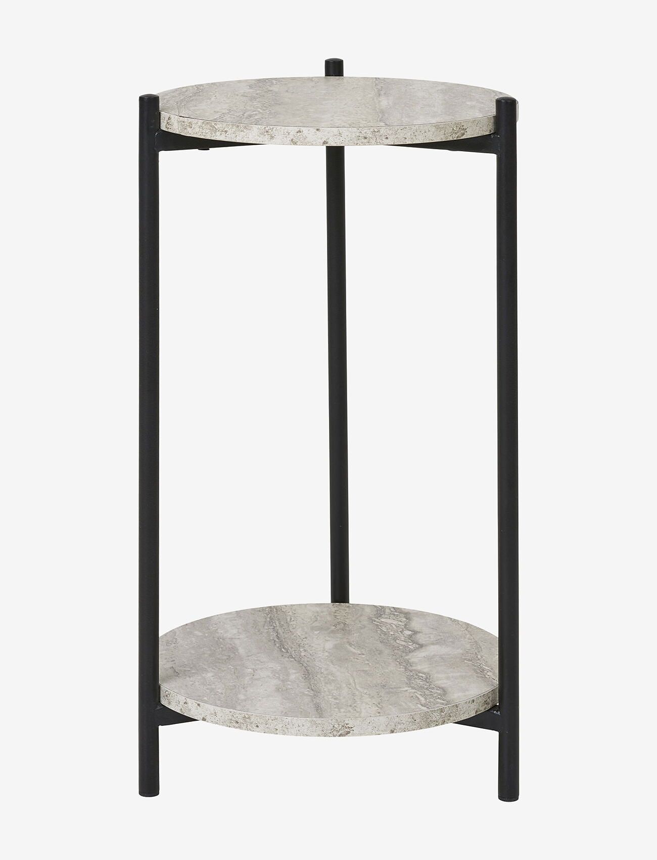 House Nordic - Brno Side table, travertine look, black legs, ø27x46 cm - küljelauad ja väikesed lauad - black / beige - 1
