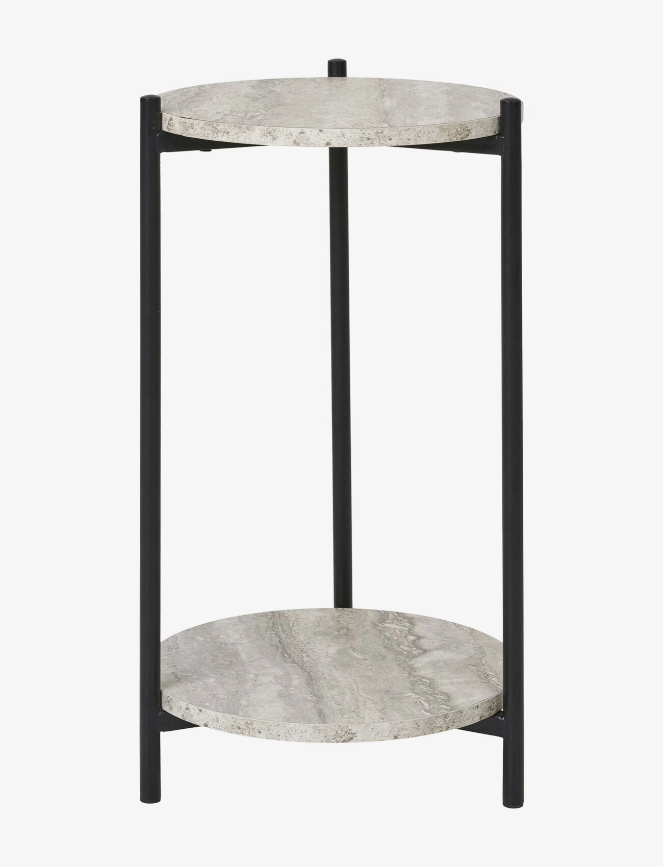 House Nordic Brno Side table, travertine look, black legs, ø27x46 cm - Mööbel - BLACK / BEIGE / beige